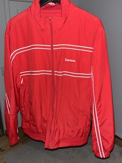 Supreme piping track jacket on sale red