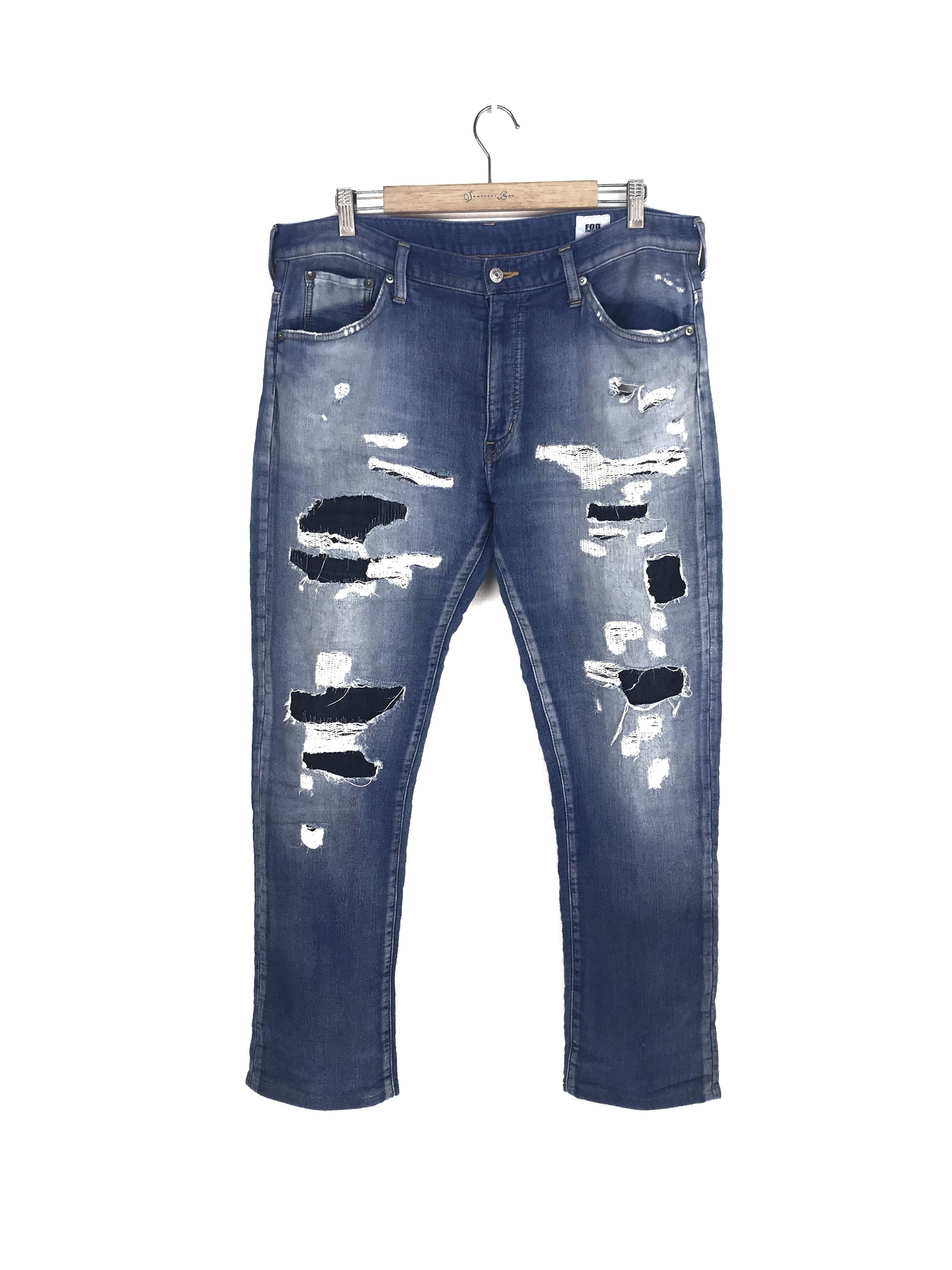 FOB Factory FOB FACTORY Boro Distressed Soft Denim Jeans Size US 34 / EU 50 - 1 Thumbnail