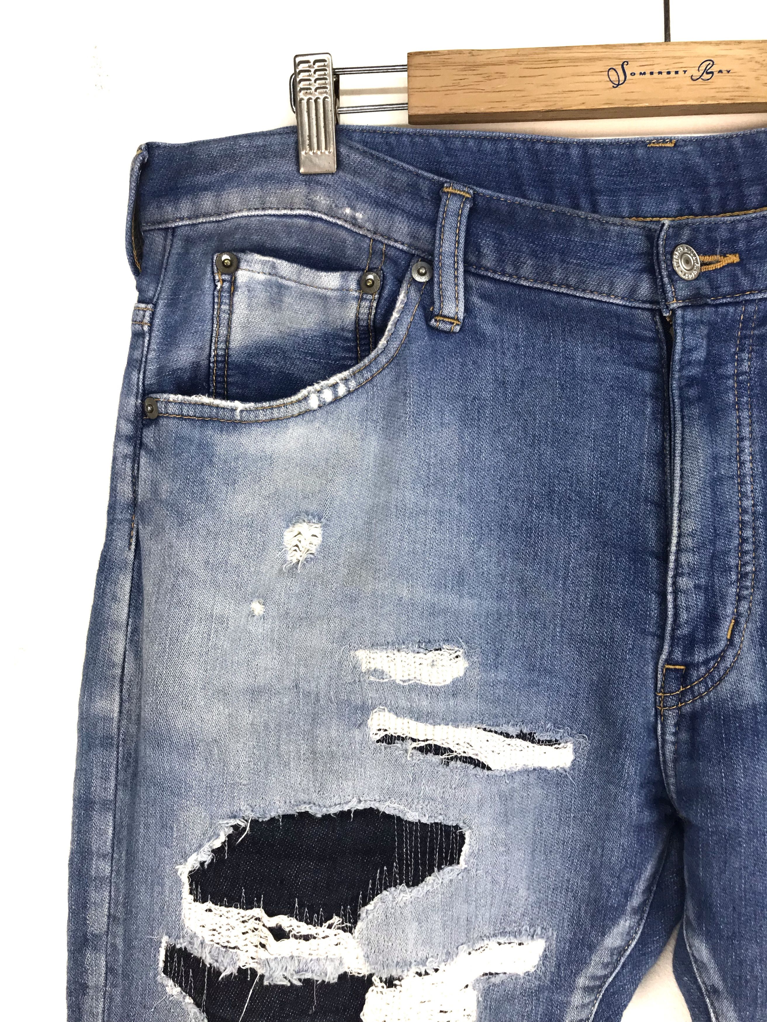 FOB Factory FOB FACTORY Boro Distressed Soft Denim Jeans Size US 34 / EU 50 - 2 Thumbnail