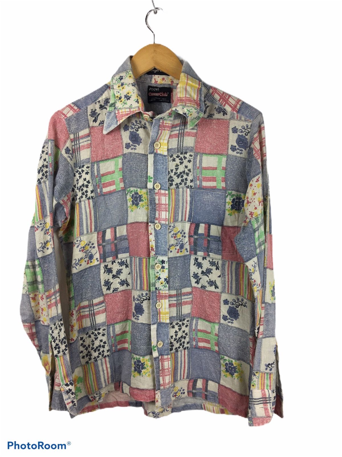 Vintage Vintage 70s Patchwork Career Club Design Button ups Shirt Size US M / EU 48-50 / 2 - 1 Thumbnail