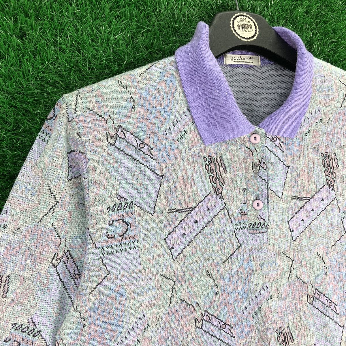 Aran Isles Knitwear Vintage 90's Polo Knit Tee Japan Brand by Sithense Size S / US 4 / IT 40 - 2 Thumbnail