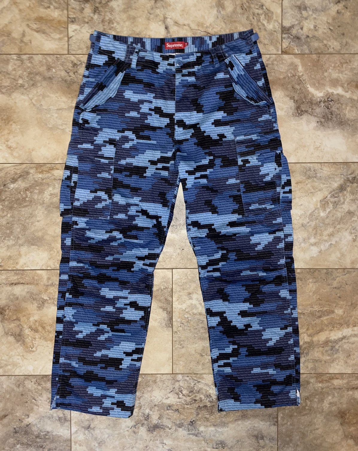 image of Supreme Cargo Pant Blue Camo Ss21 Size 34, Men's