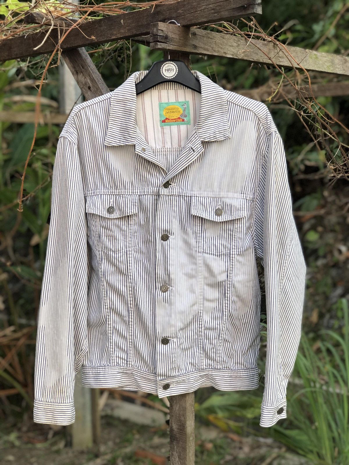 image of 80's Hickory Stripe Denim Jacket, Men's (Size Medium)