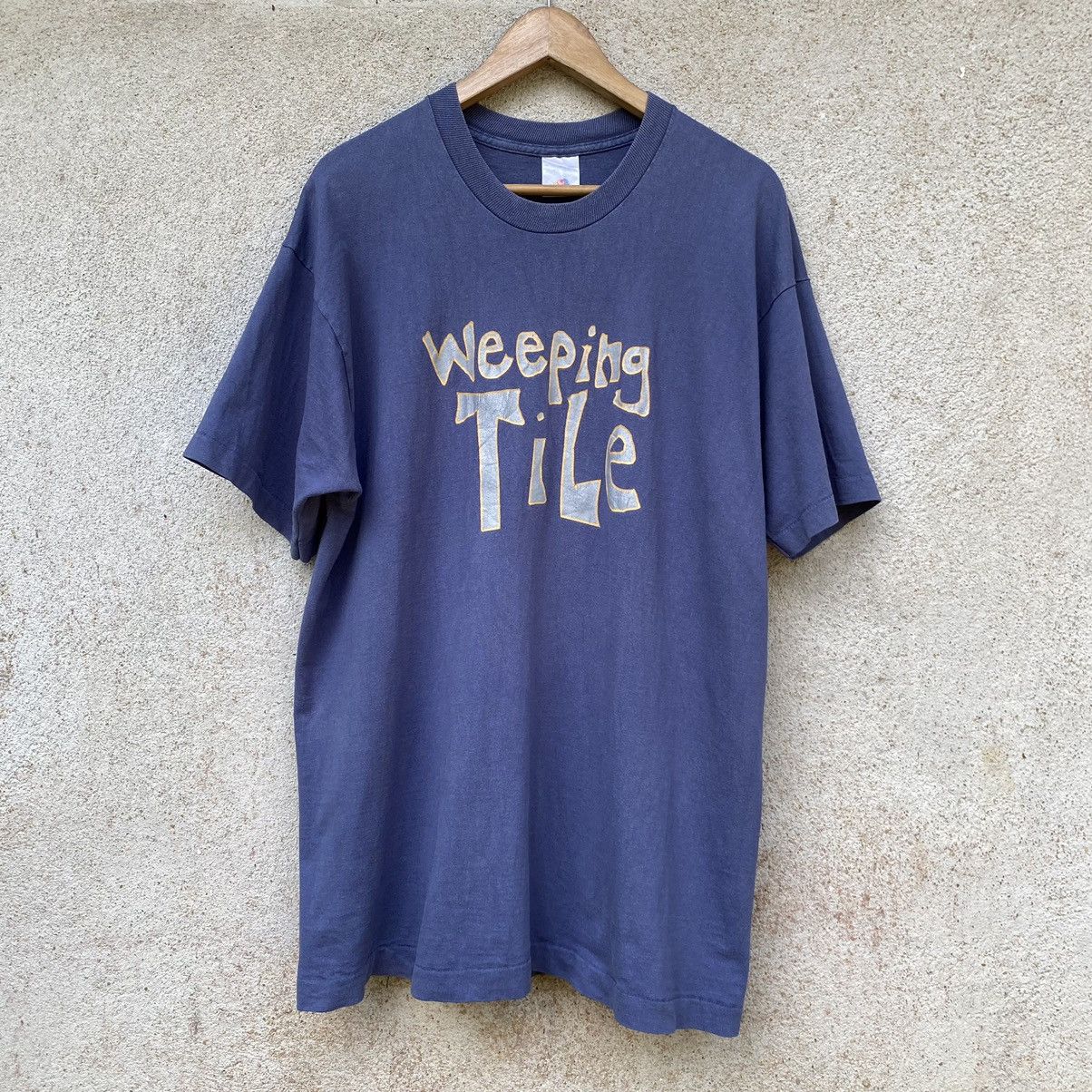 image of Thrashed Faded Vintage 90's Weeping Tile Canadian Band Tee in Navy, Men's (Size XL)