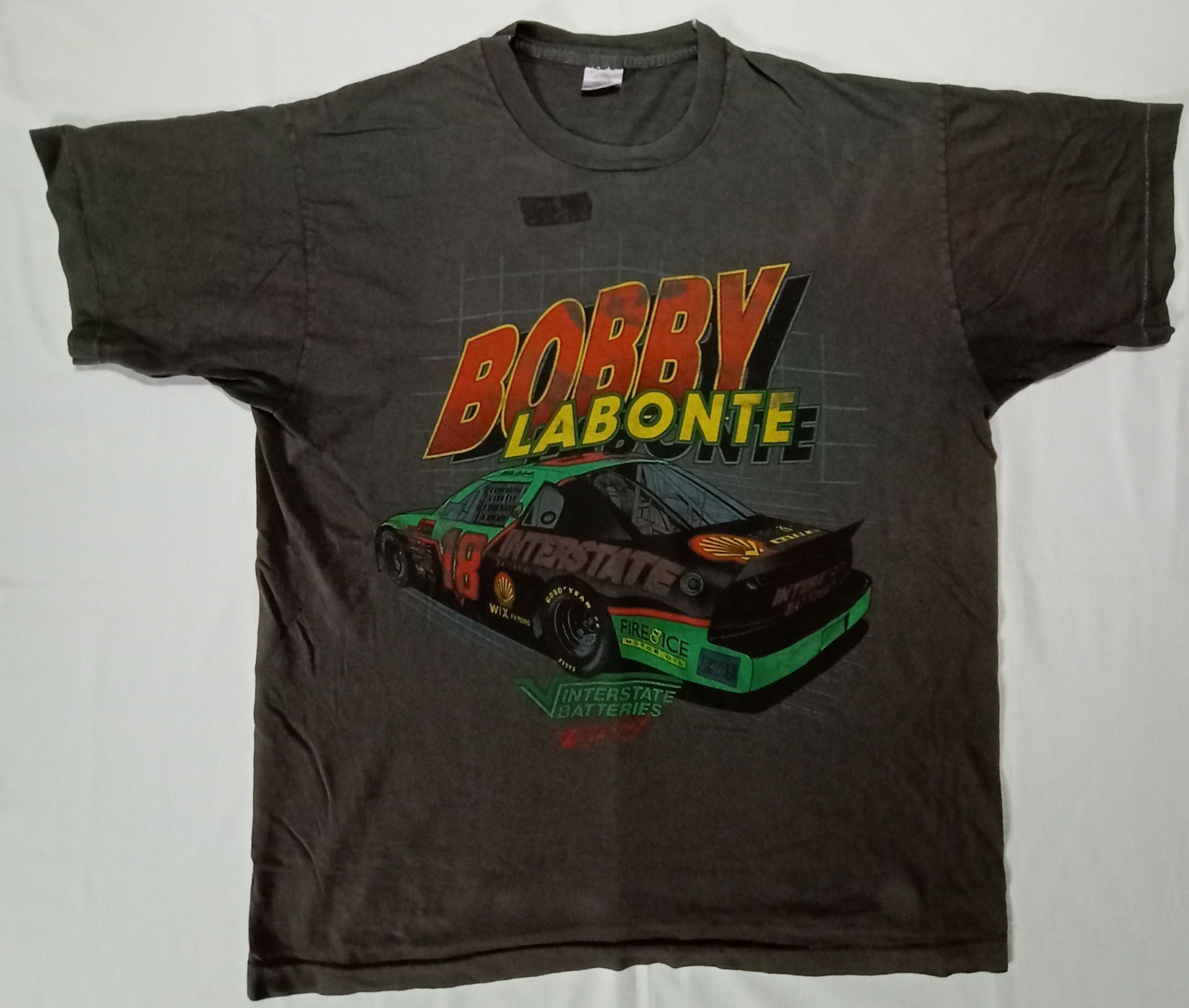 image of Fruit Of The Loom x Nascar Vintage 90's Nascar Bobby Labonte Racing Tee in Dark Gray, Men's (Size X