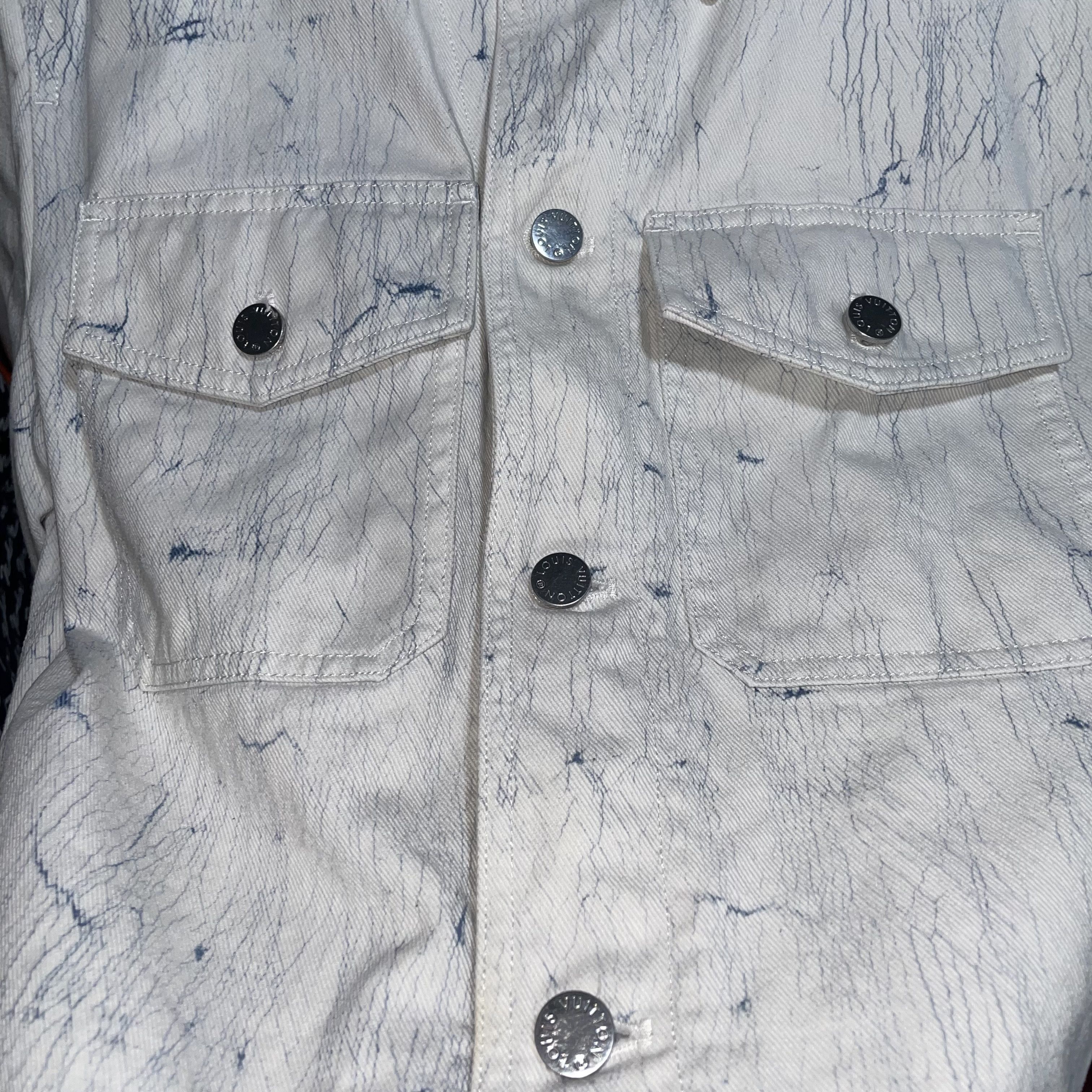 Louis Vuitton Louis Vuitton AW16 Marble Paint Crack Denim Jacket Size US M / EU 48-50 / 2 - 2 Thumbnail