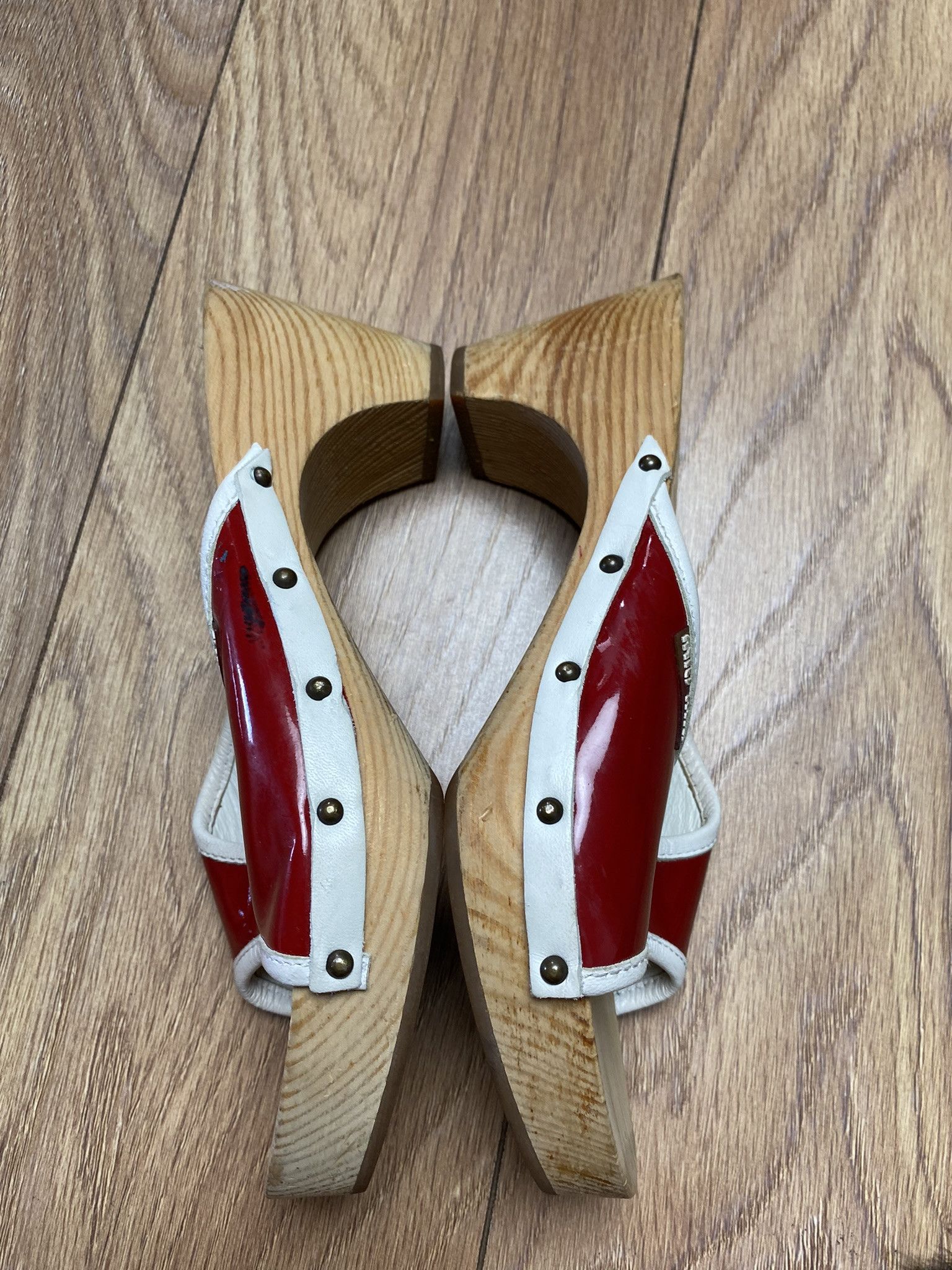 Miu Miu Miu Miu vintage rote mules wooden 90s Size US 6 / IT 36 - 7 Thumbnail