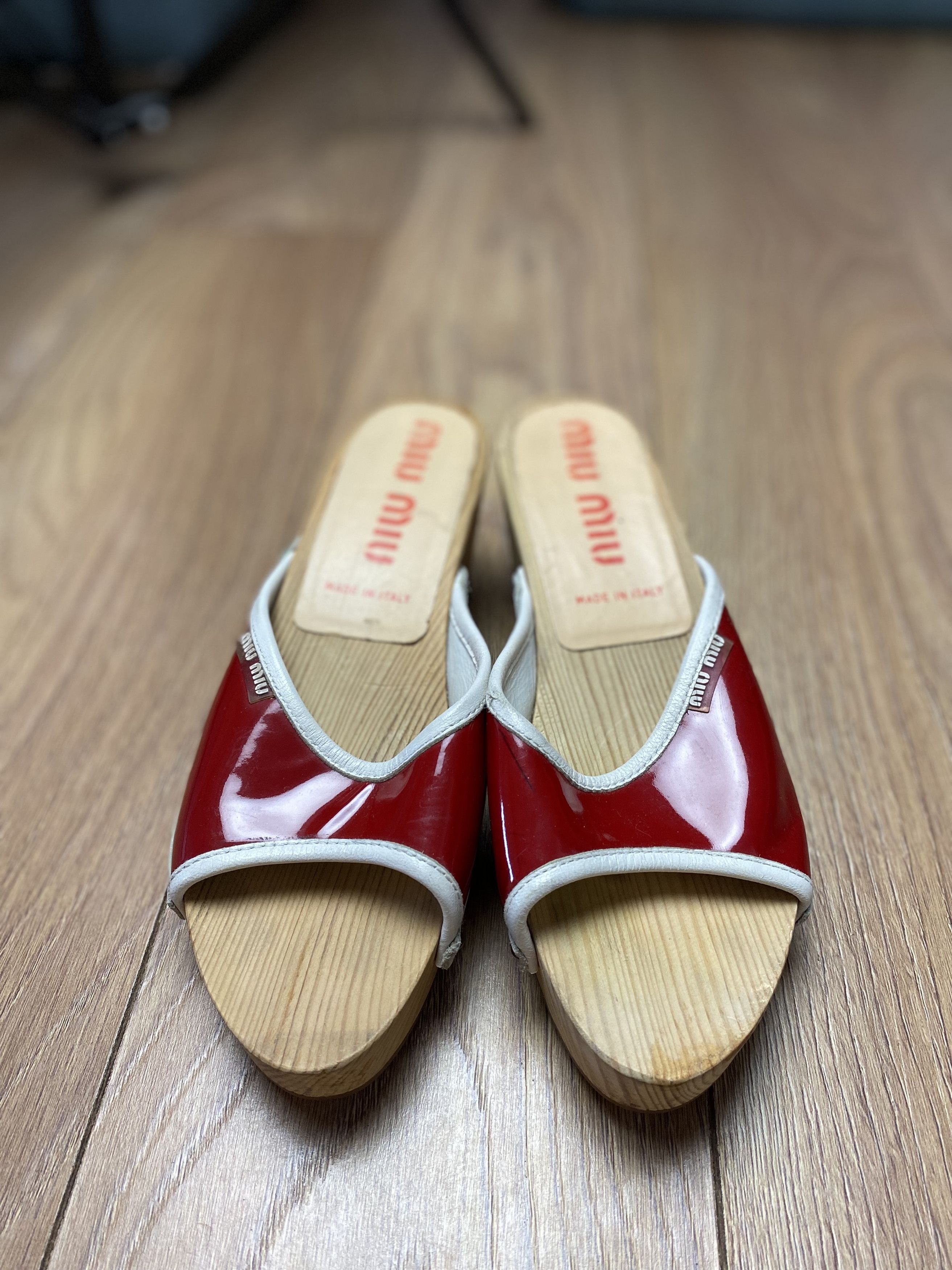 Miu Miu Miu Miu vintage rote mules wooden 90s Size US 6 / IT 36 - 2 Thumbnail