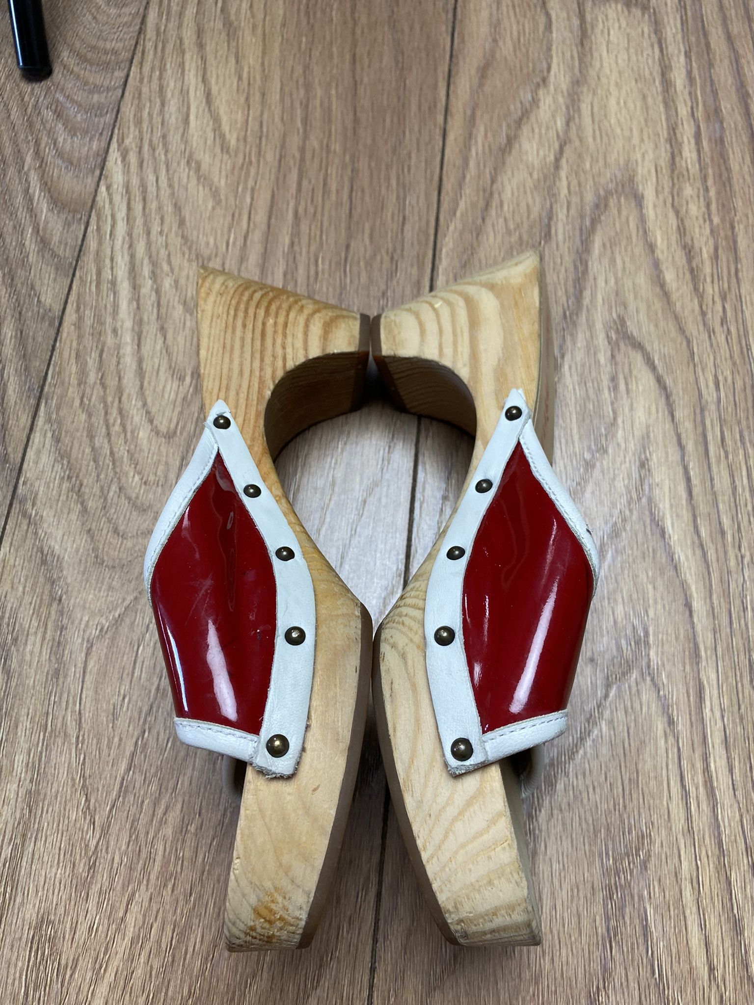 Miu Miu Miu Miu vintage rote mules wooden 90s Size US 6 / IT 36 - 6 Thumbnail