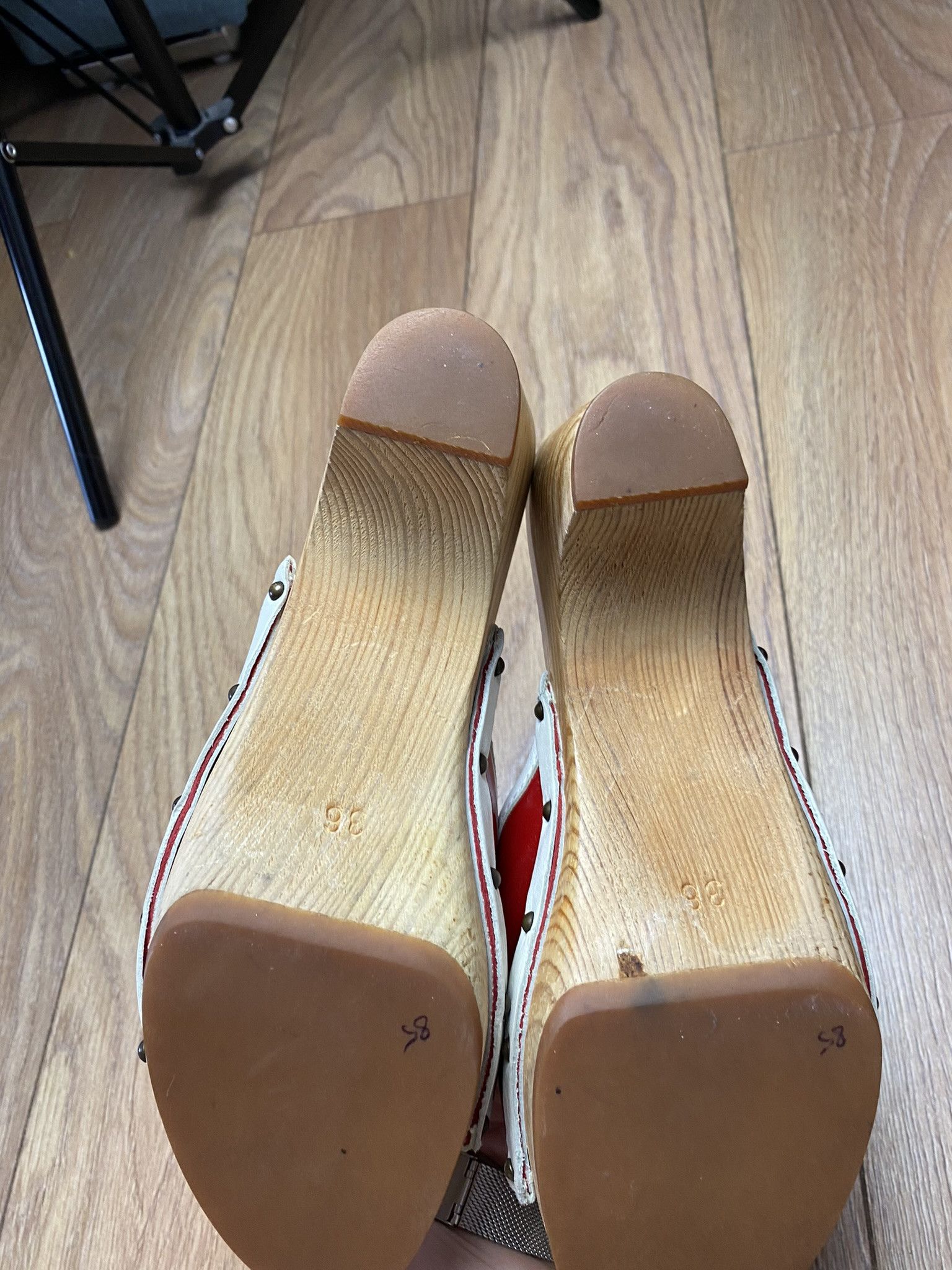 Miu Miu Miu Miu vintage rote mules wooden 90s Size US 6 / IT 36 - 5 Thumbnail