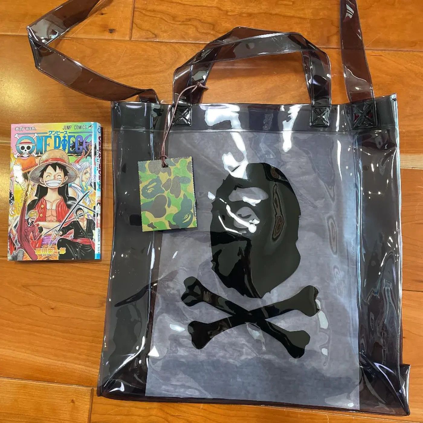 Bape A Bathing Ape Ape Head Pirate Zip Tote Bag Black Vinyl, Men's