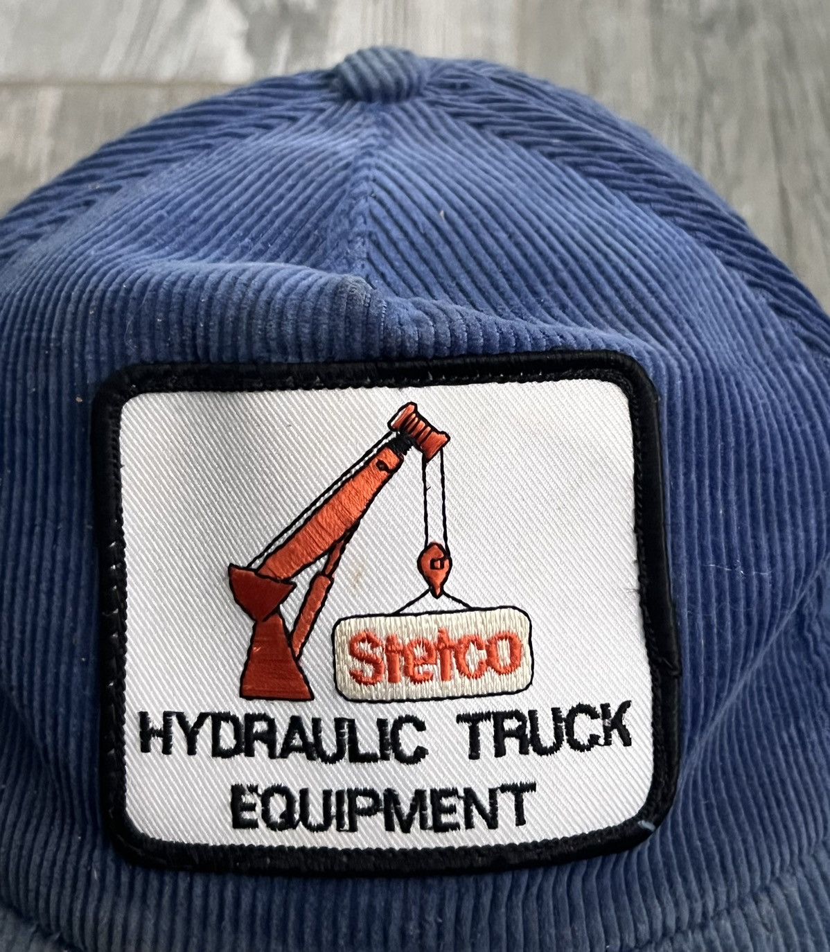 Vintage 1980s Hydraulic Truck Equipment Blue Corduroy Vintage Hat Size ONE SIZE - 3 Thumbnail