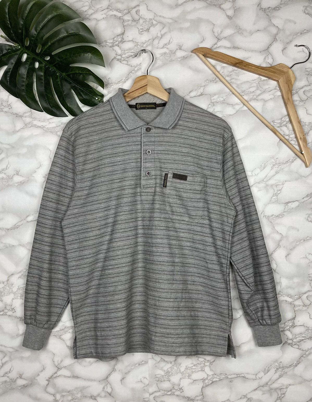 Gianni Valentino Gianni Valentino Collar Long Sleeve Tee #50-4 Size US M / EU 48-50 / 2 - 1 Thumbnail