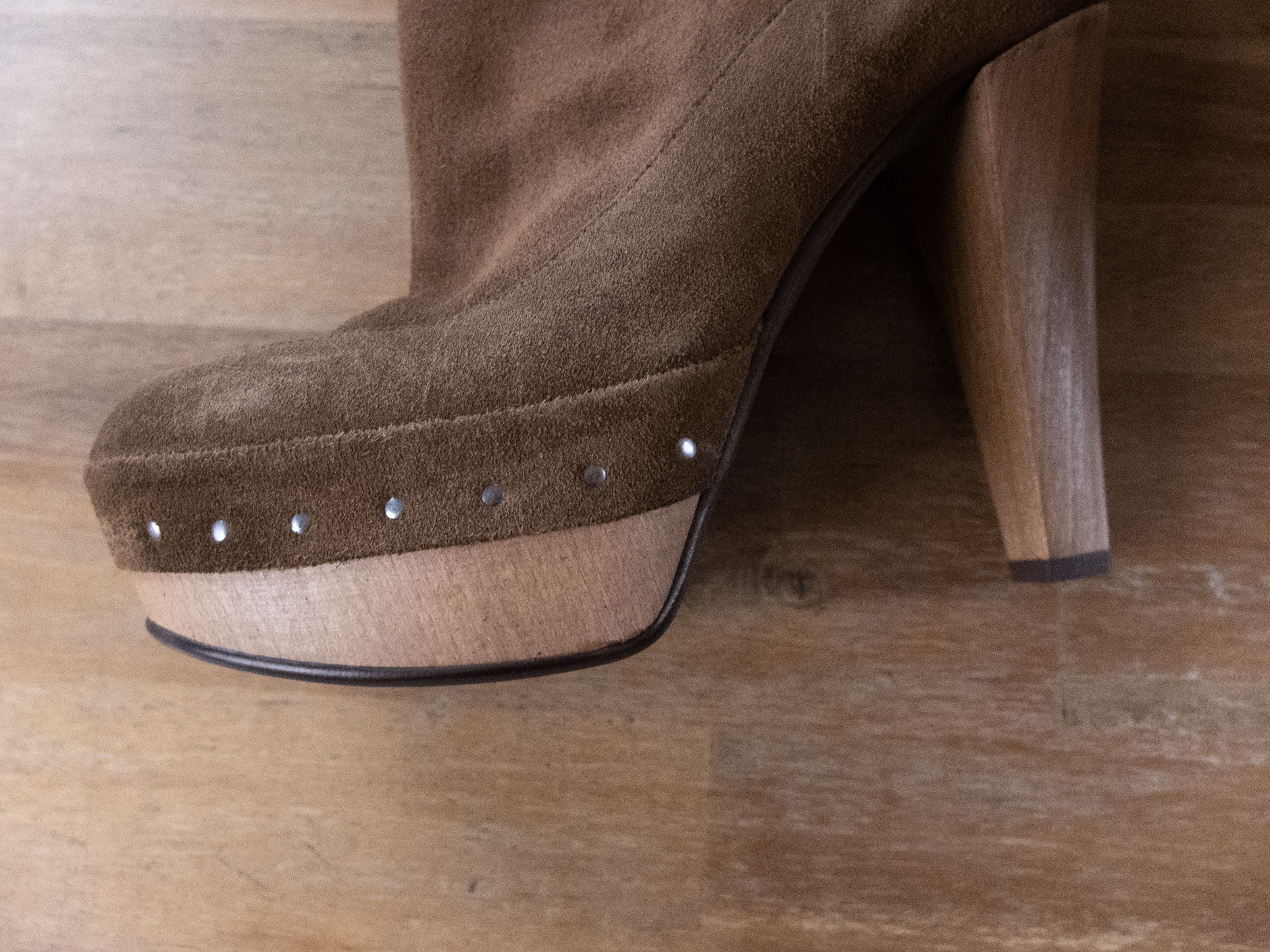 Marni MARNI brown suede & wood platform ankle boots 9.5 39.5 Size US 9.5 / IT 39.5 - 5 Thumbnail