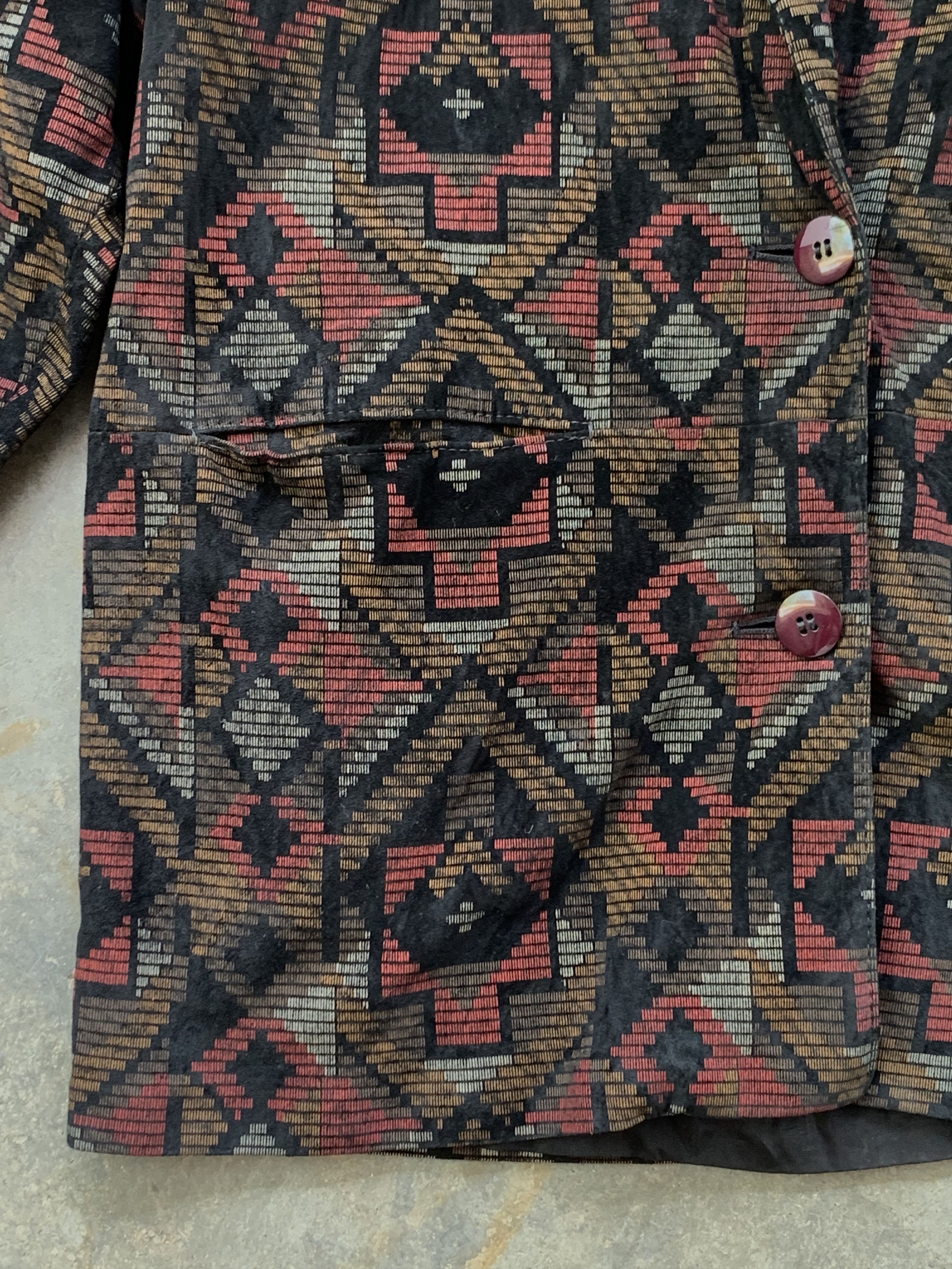 Other Vintage Dita Martin Design Abstract Leather Blazer Size 44L - 4 Thumbnail