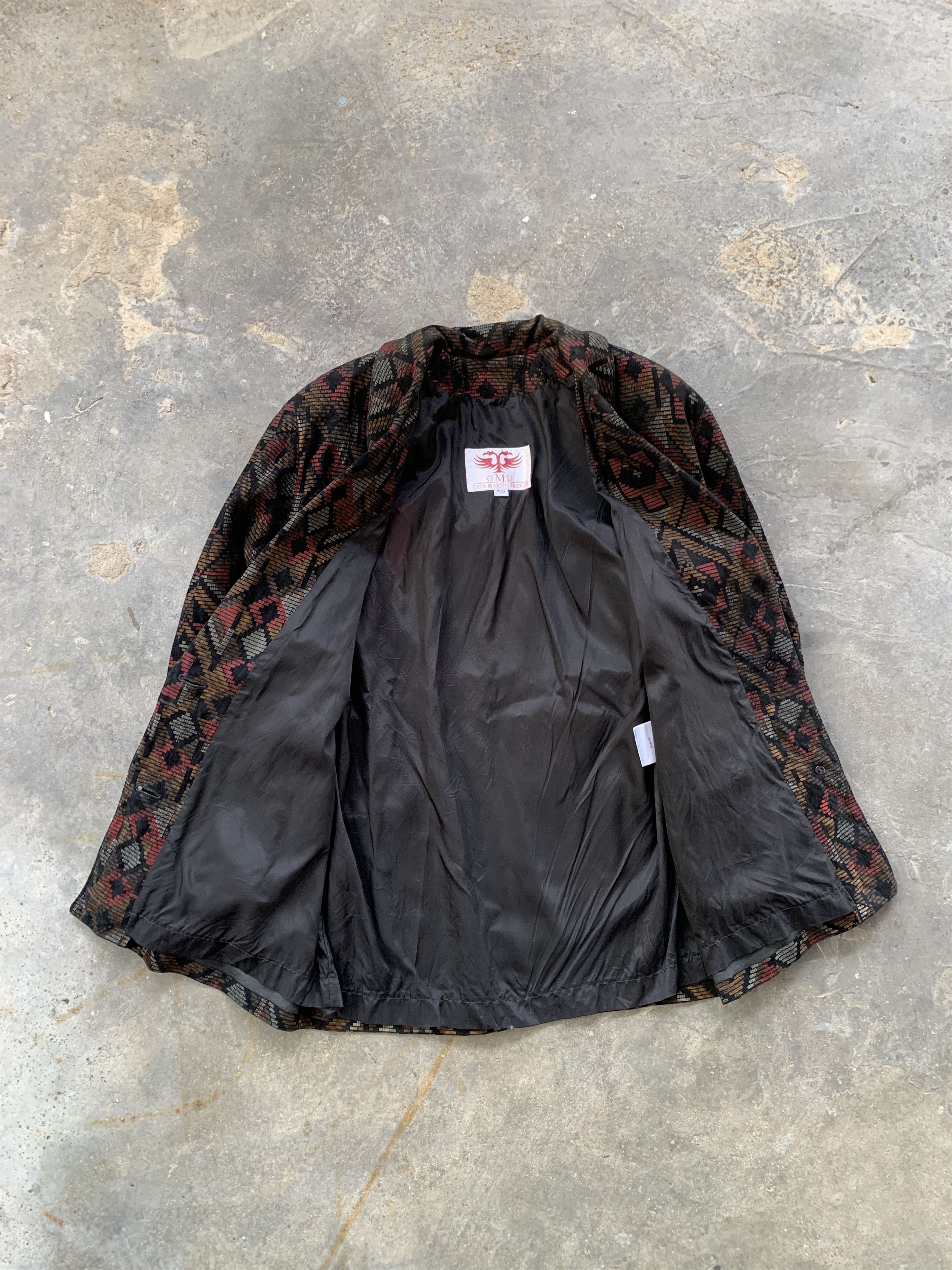 Other Vintage Dita Martin Design Abstract Leather Blazer Size 44L - 3 Thumbnail