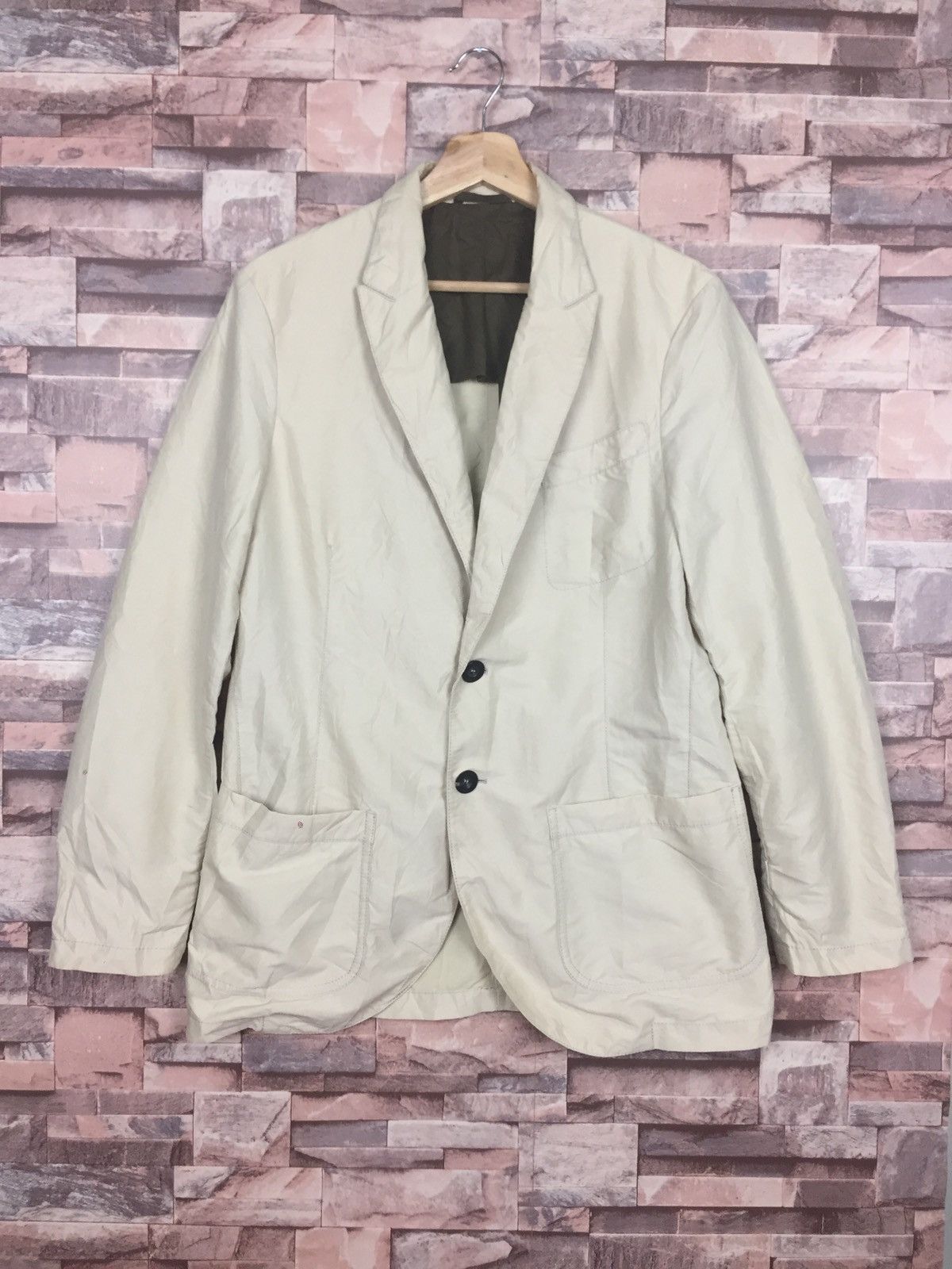 Armani Armani Collezioni Algodon Blazer Jacket Beige Size 48S - 2 Thumbnail