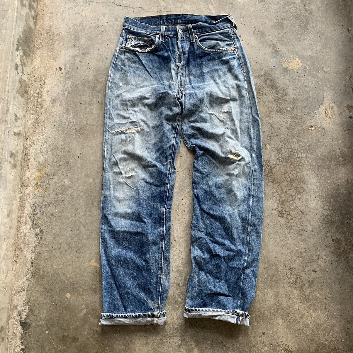 Levi's Vintage 90s Levis Big E Trashed Distressed Jeans Denim Pant Size US 29 - 1 Thumbnail