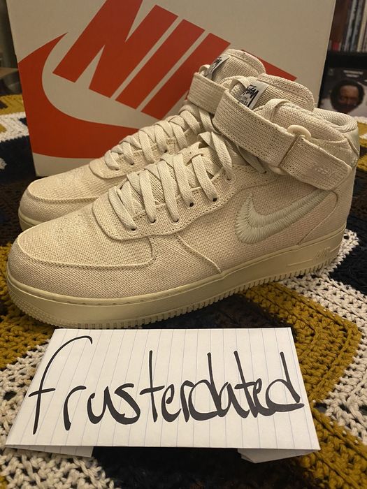 Nike Stussy Air Force 1 Mid Size 11 Fossil Grailed