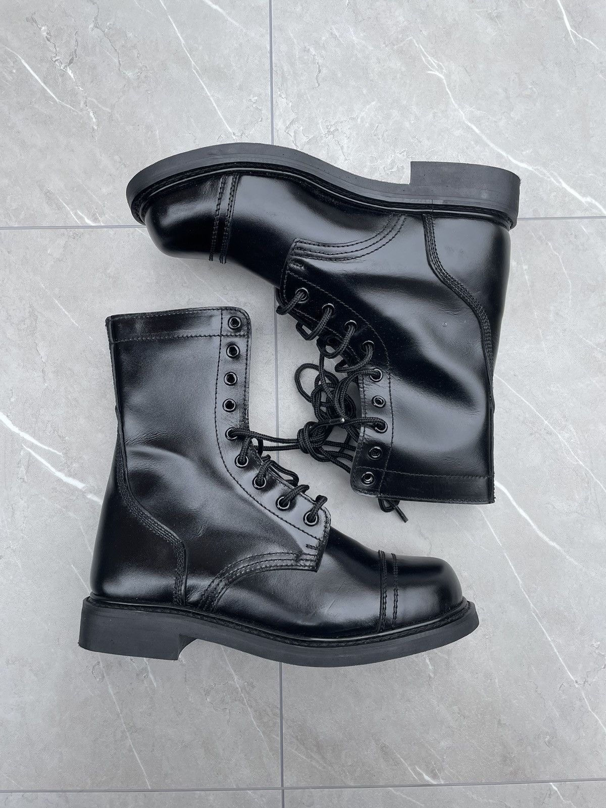image of Black Military Leather Combat Boots, Men's (Size 12)