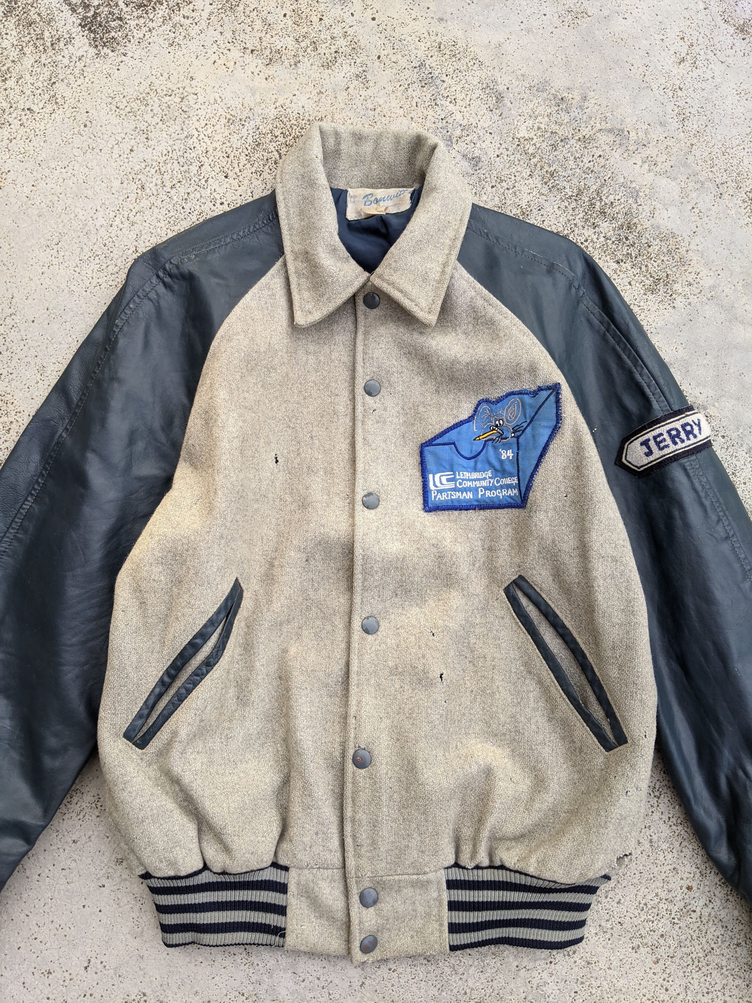 Vintage 1984 Lethbridge Community College Distress Varsity Jacket Size US M / EU 48-50 / 2 - 2 Thumbnail