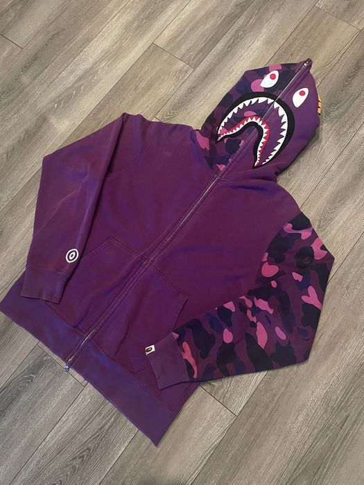 BAPE Color Camo Shark Full Zip Hoodie (FW22) - Red Navy