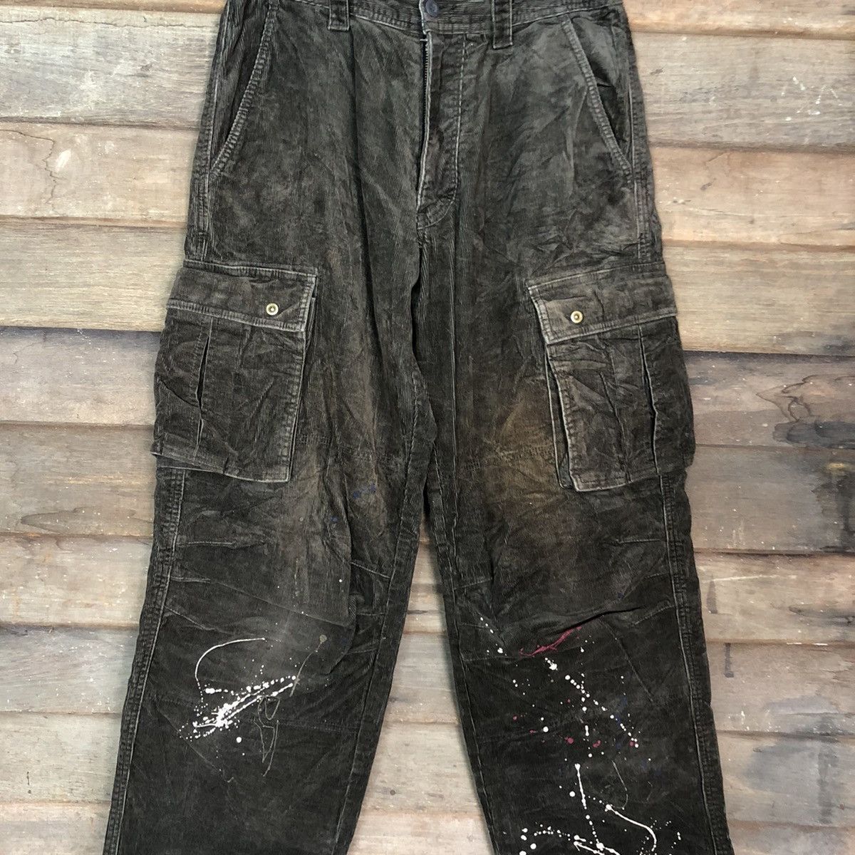 Hypebeast Sunny Claude Brown corduroy painter Cargo Pants #c1018DL Size US 28 / EU 44 - 4 Thumbnail