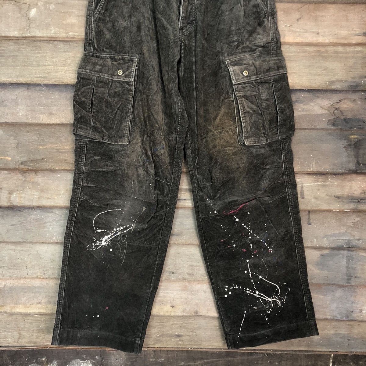 Hypebeast Sunny Claude Brown corduroy painter Cargo Pants #c1018DL Size US 28 / EU 44 - 3 Thumbnail