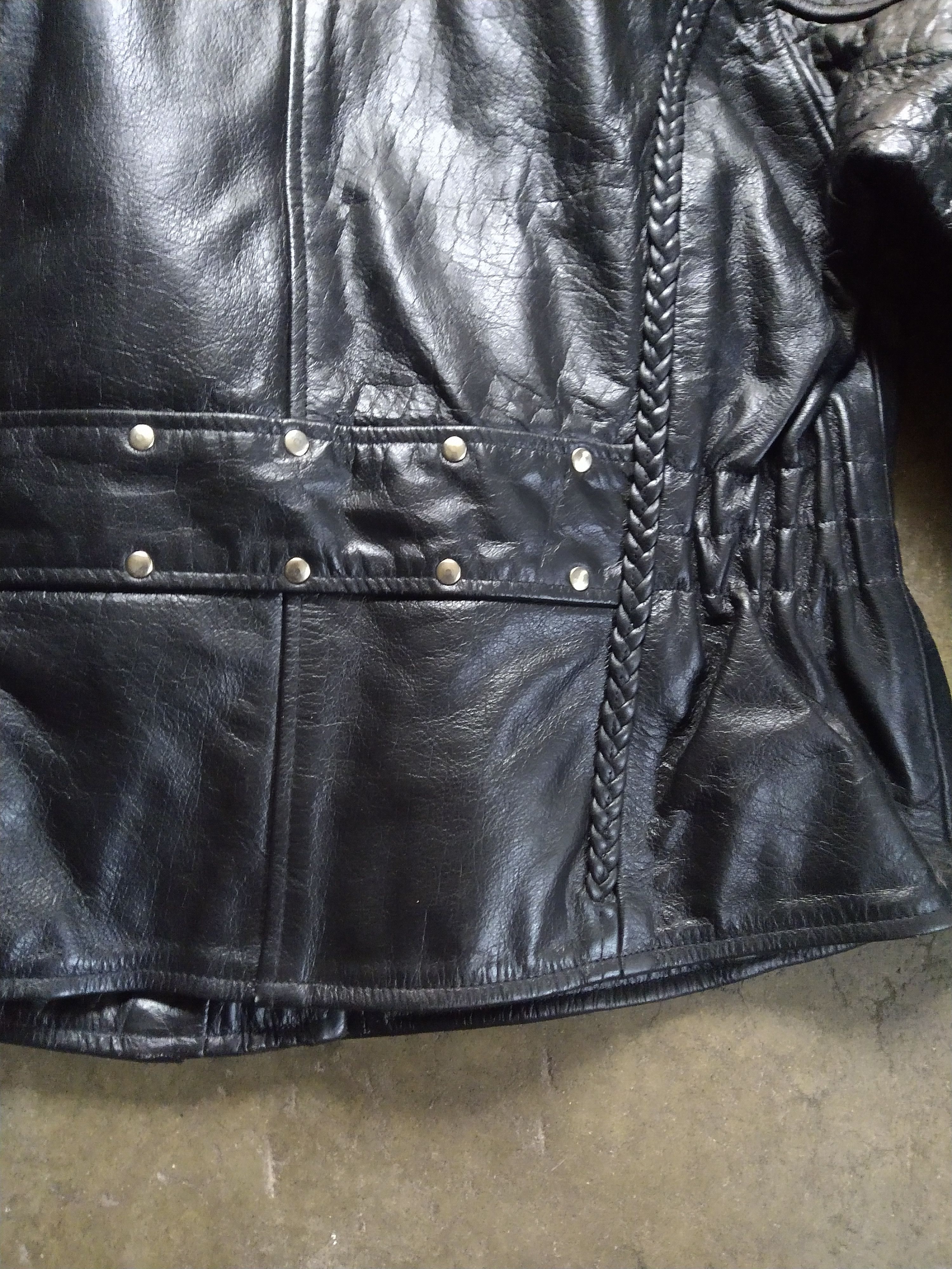 Genuine Leather Leather Motorcycle Jacket Biker XL Black Zip Braided Size US XL / EU 56 / 4 - 13 Thumbnail