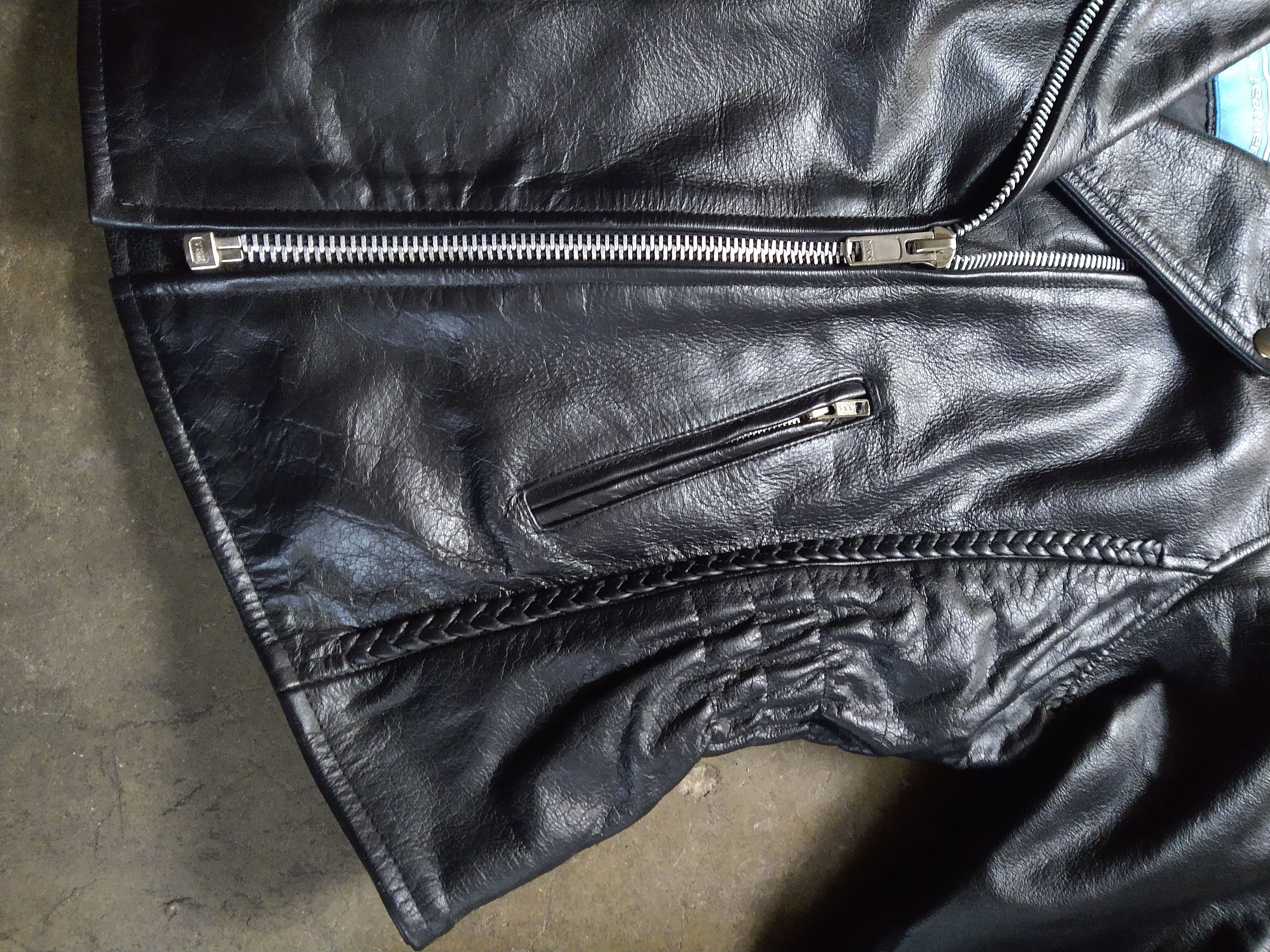 Genuine Leather Leather Motorcycle Jacket Biker XL Black Zip Braided Size US XL / EU 56 / 4 - 5 Thumbnail