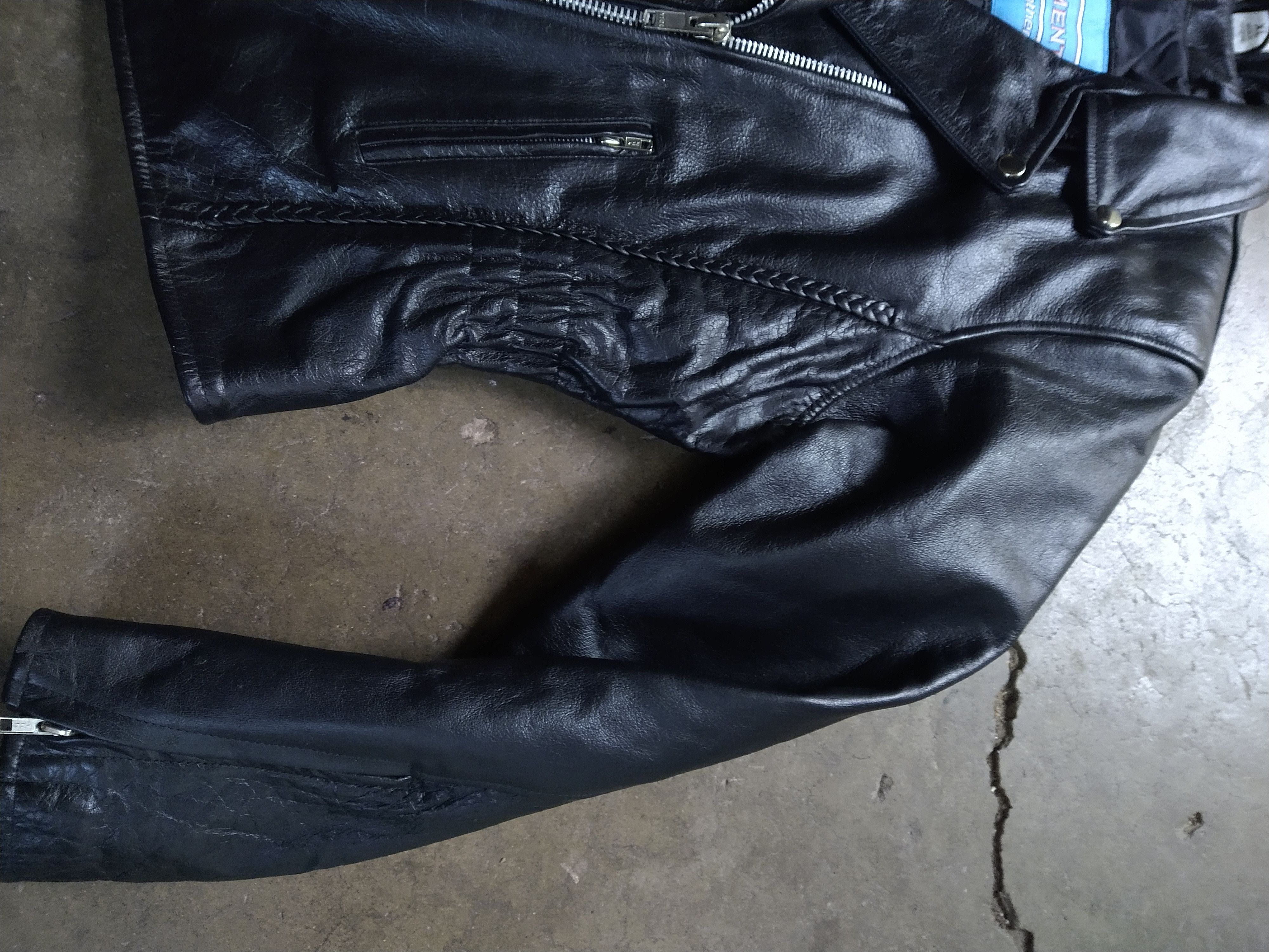 Genuine Leather Leather Motorcycle Jacket Biker XL Black Zip Braided Size US XL / EU 56 / 4 - 4 Thumbnail