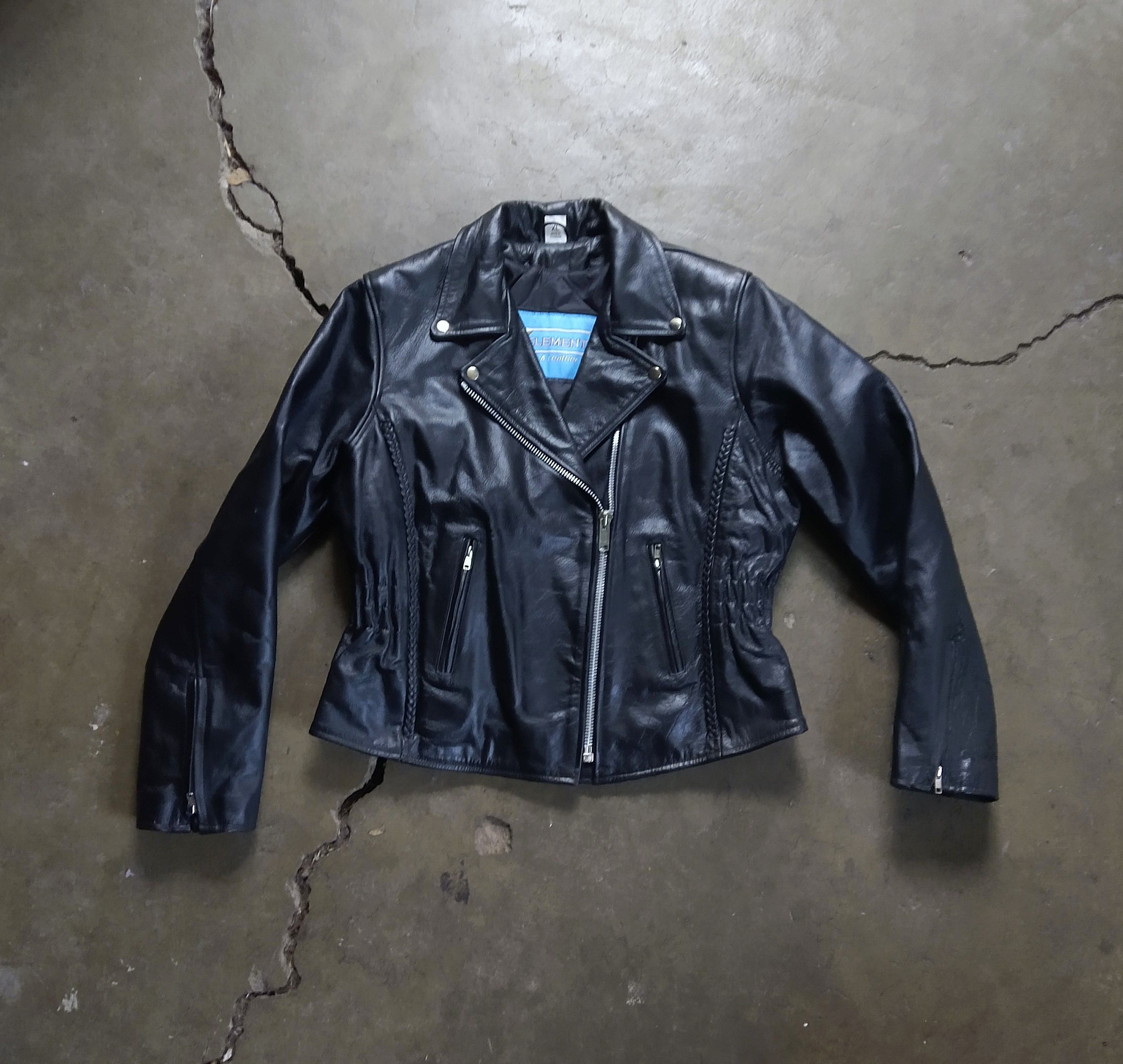 Genuine Leather Leather Motorcycle Jacket Biker XL Black Zip Braided Size US XL / EU 56 / 4 - 1 Thumbnail