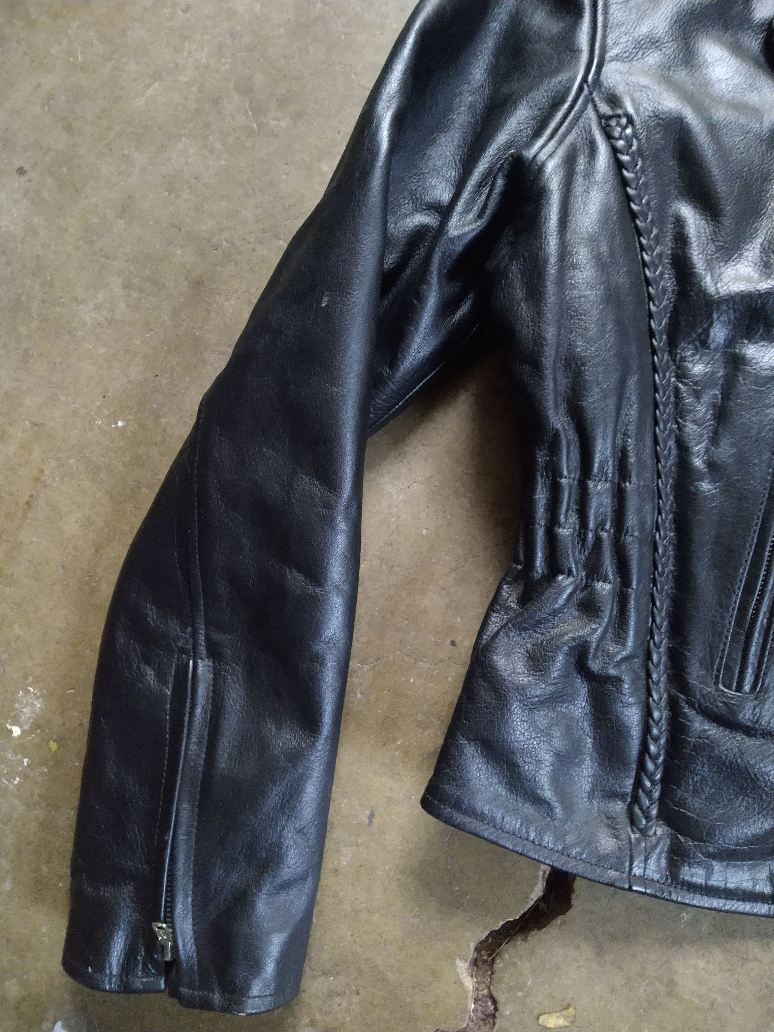 Genuine Leather Leather Motorcycle Jacket Biker XL Black Zip Braided Size US XL / EU 56 / 4 - 9 Thumbnail