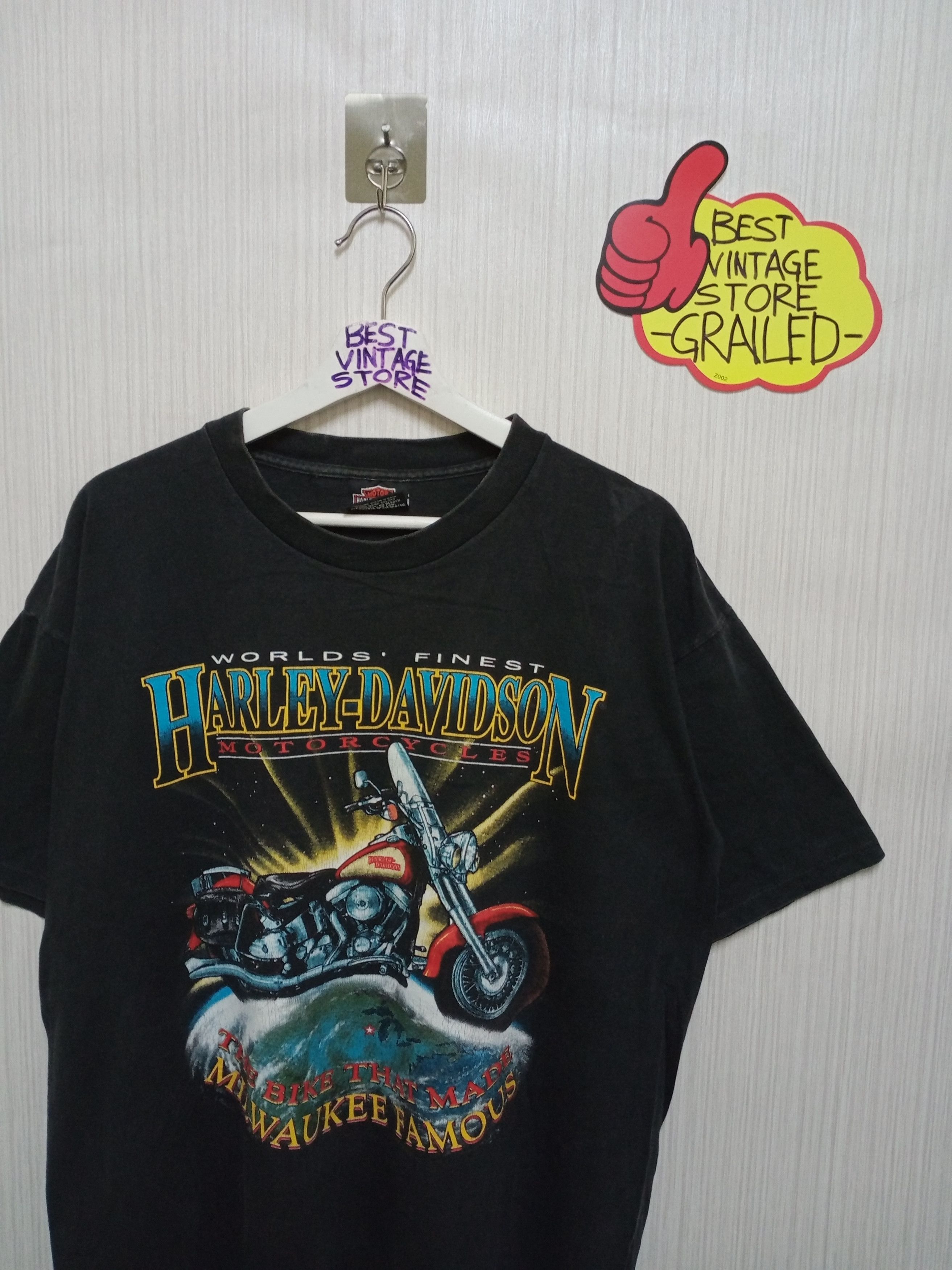 Harley Davidson Vintage Harley Davidson 1992 "Milwaukee Famous" Tshirt Size US L / EU 52-54 / 3 - 2 Thumbnail