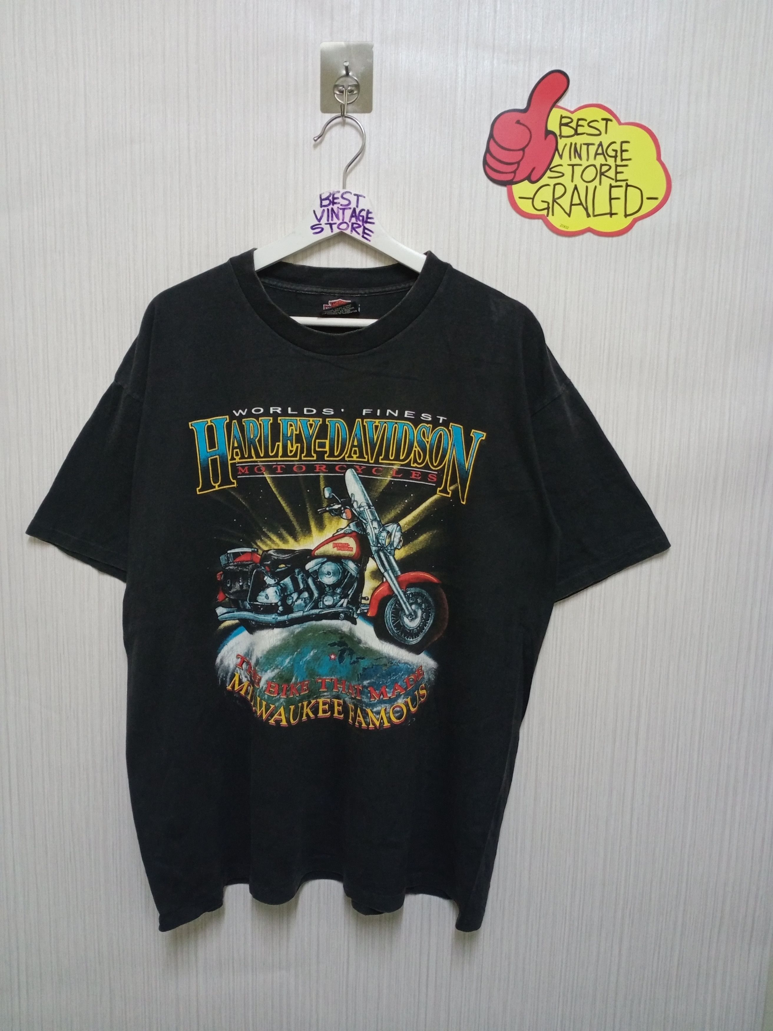 Harley Davidson Vintage Harley Davidson 1992 "Milwaukee Famous" Tshirt Size US L / EU 52-54 / 3 - 1 Thumbnail