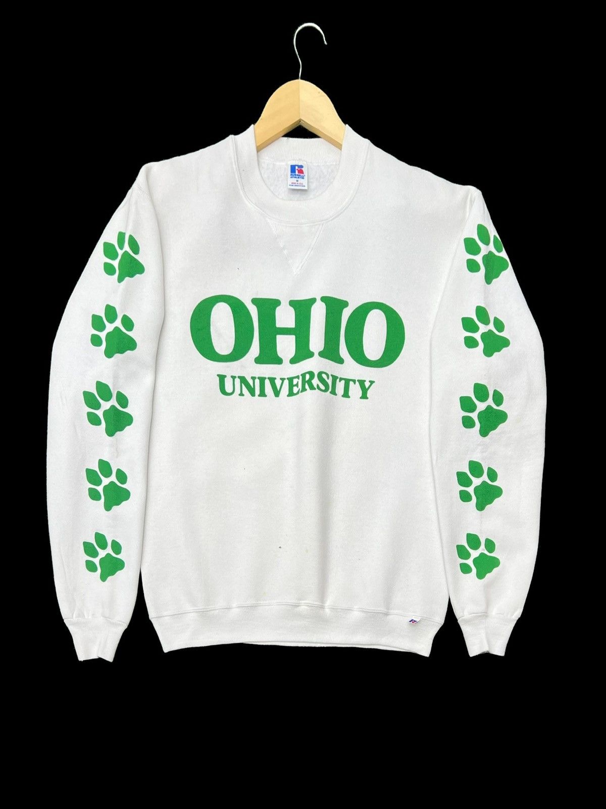 image of Ohio Against The World x Russell Athletic VTG Russell Ohio University Big Spellout Logo Crewneck in