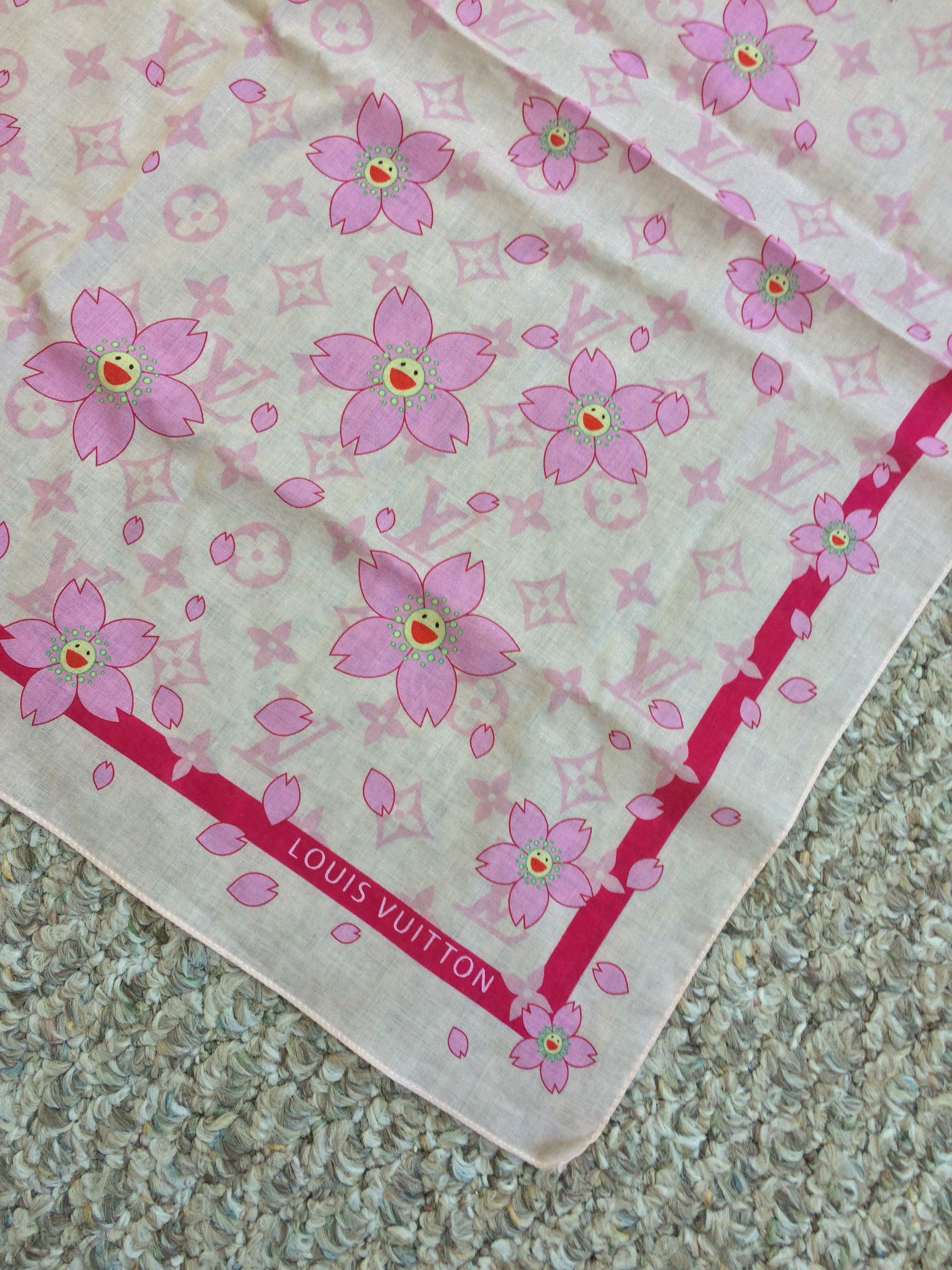 Louis Vuitton × Takashi Murakami NEW Louis Vuitton x Murakami Cosmic Blossom Monogram Scarf Size ONE SIZE - 2 Thumbnail