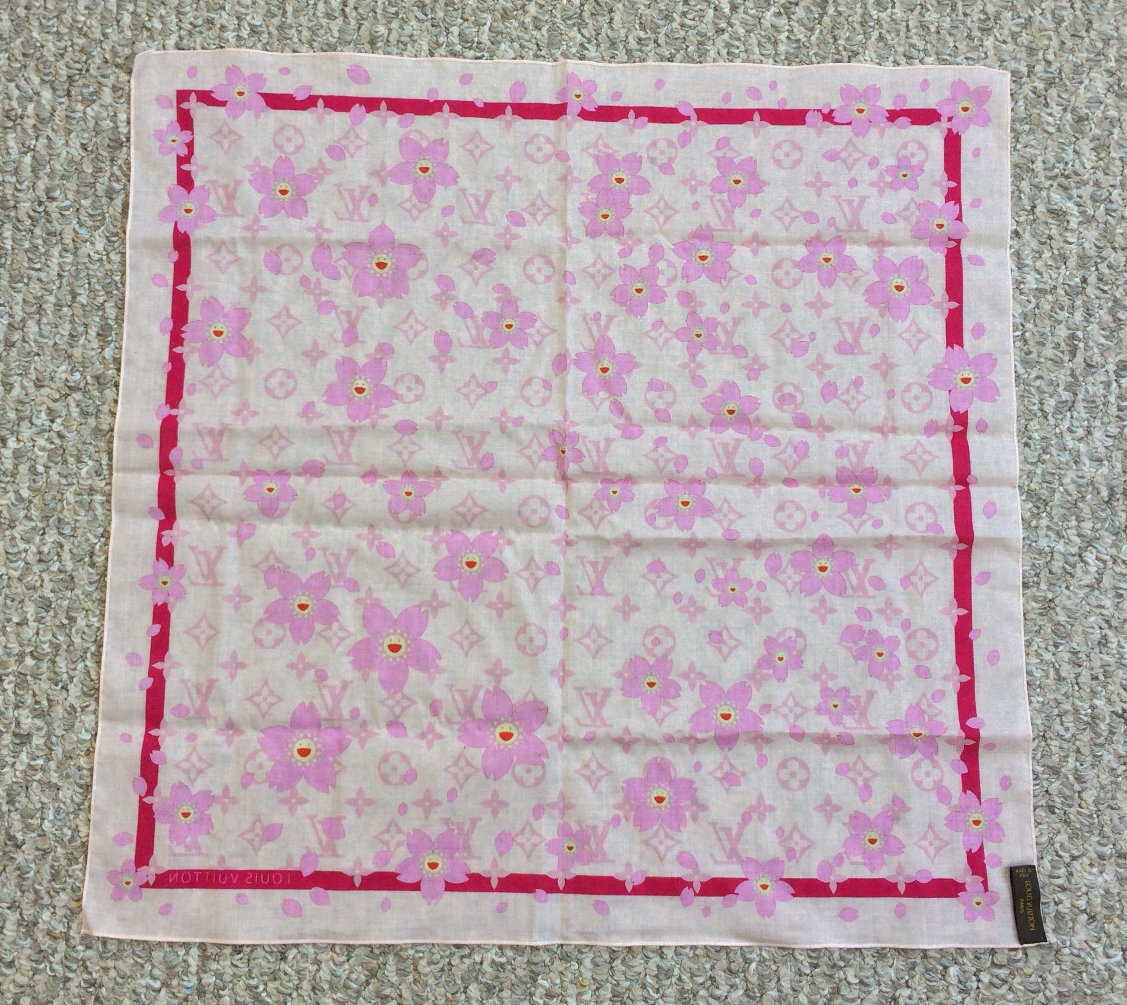 Louis Vuitton × Takashi Murakami NEW Louis Vuitton x Murakami Cosmic Blossom Monogram Scarf Size ONE SIZE - 3 Thumbnail