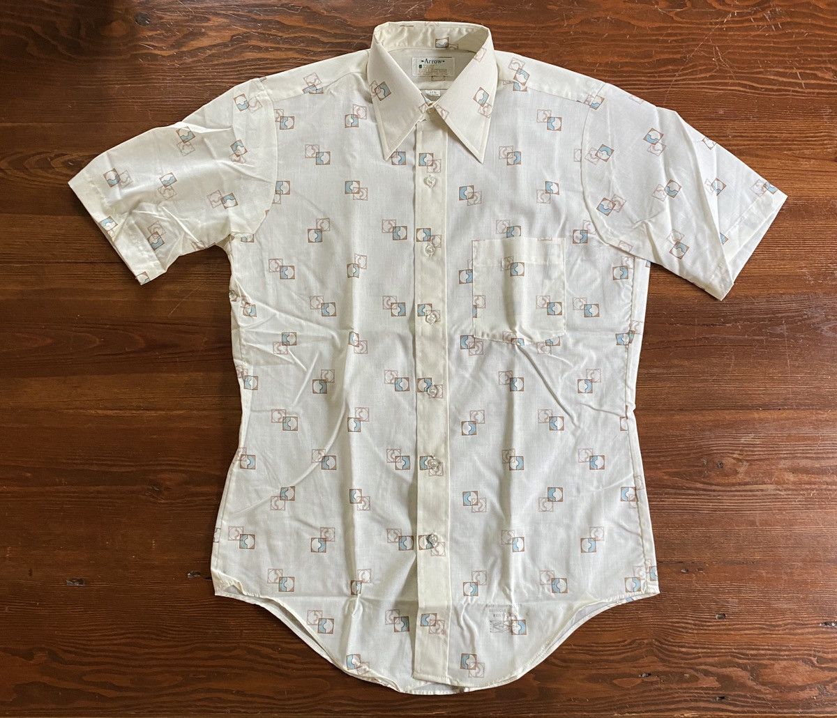 Arrow Vintage 70’s Arrow Textile Pattern Short Sleeve Button Up Size US S / EU 44-46 / 1 - 2 Thumbnail