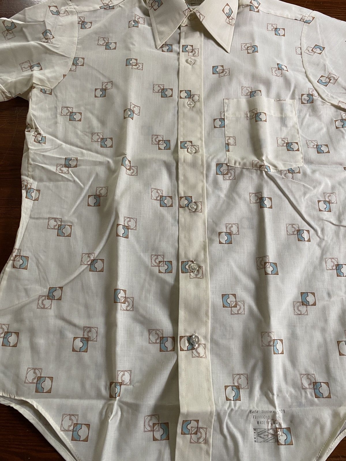 Arrow Vintage 70’s Arrow Textile Pattern Short Sleeve Button Up Size US S / EU 44-46 / 1 - 4 Thumbnail