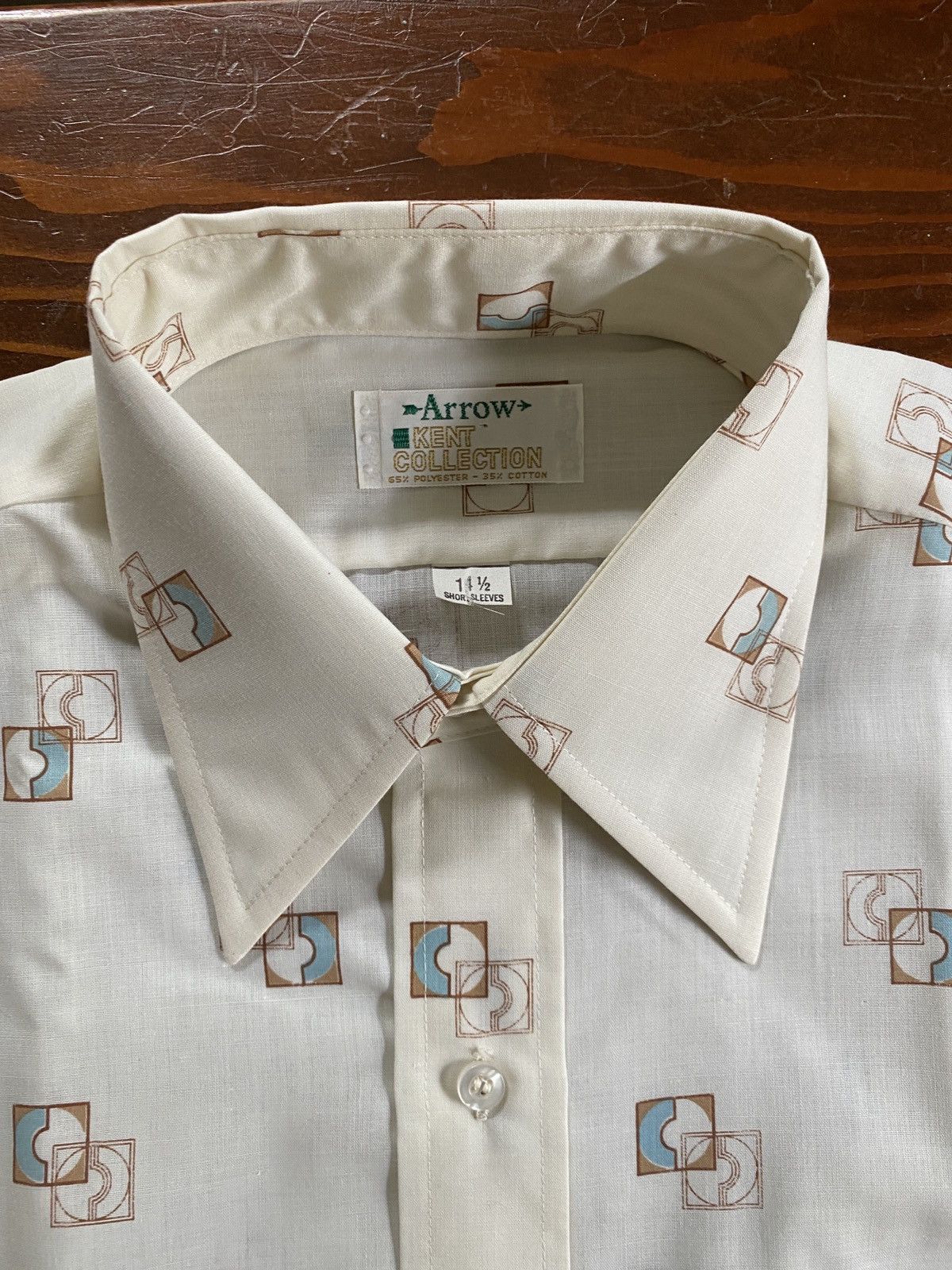Arrow Vintage 70’s Arrow Textile Pattern Short Sleeve Button Up Size US S / EU 44-46 / 1 - 9 Thumbnail
