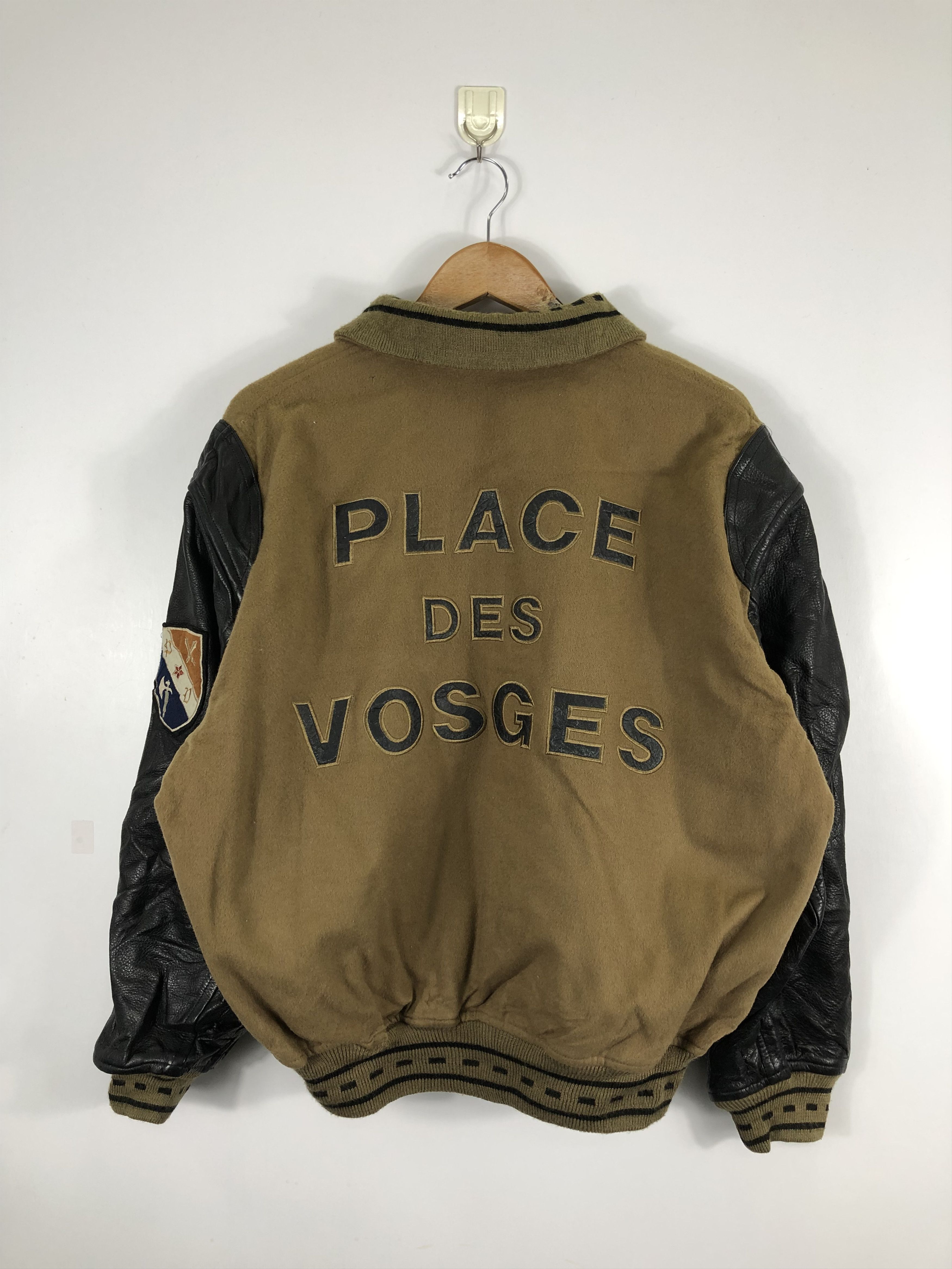 Designer Vintage 80s Place Des Vosges Varsity Leather Sleeve V0241 Size US L / EU 52-54 / 3 - 3 Thumbnail