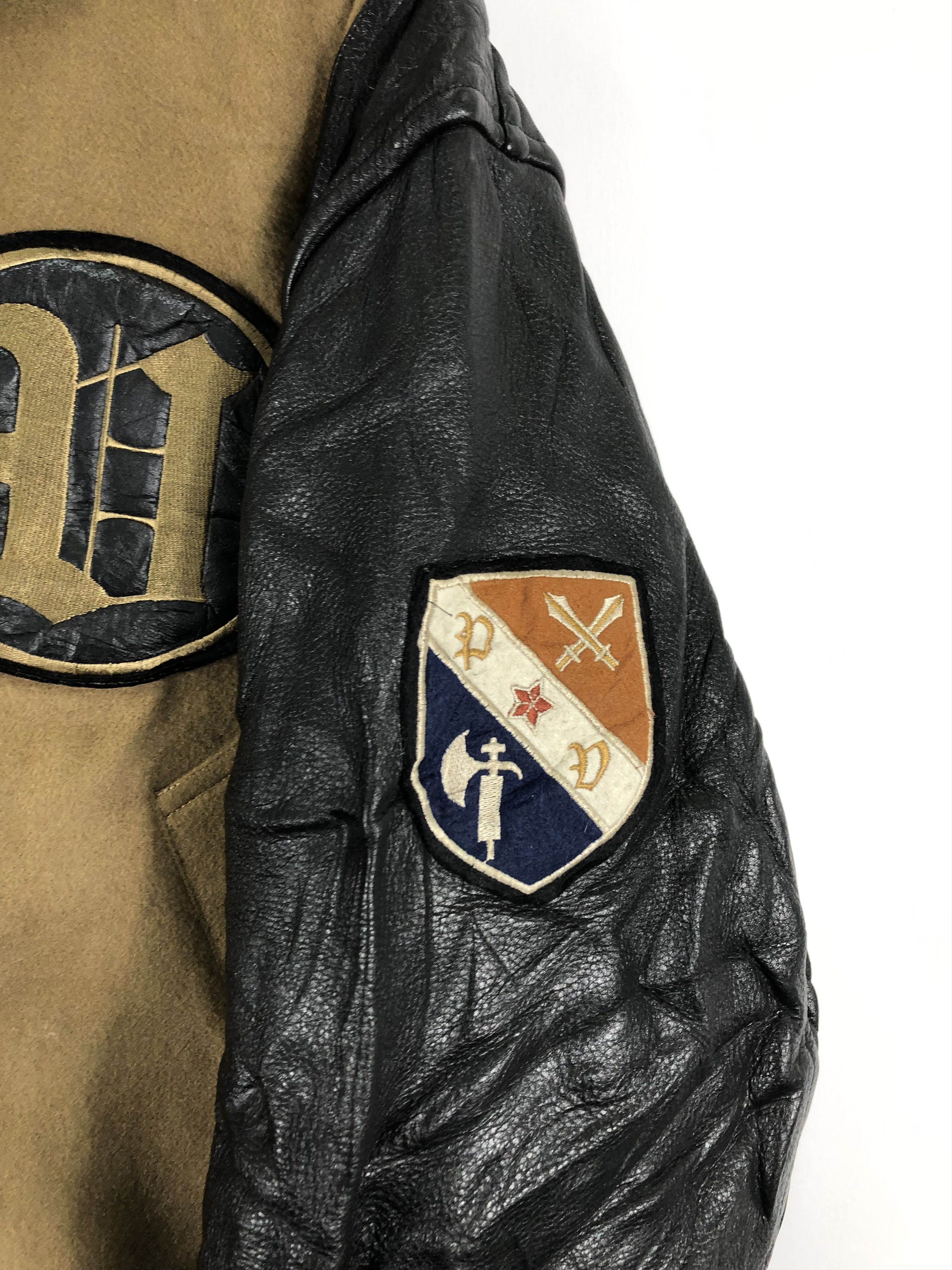 Designer Vintage 80s Place Des Vosges Varsity Leather Sleeve V0241 Size US L / EU 52-54 / 3 - 5 Thumbnail