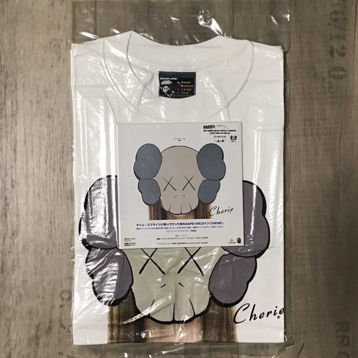 image of Bape × Kaws × Cherie Companion T-Shirt & Cd Set Ape Nigo in White, Men's (Size Small)