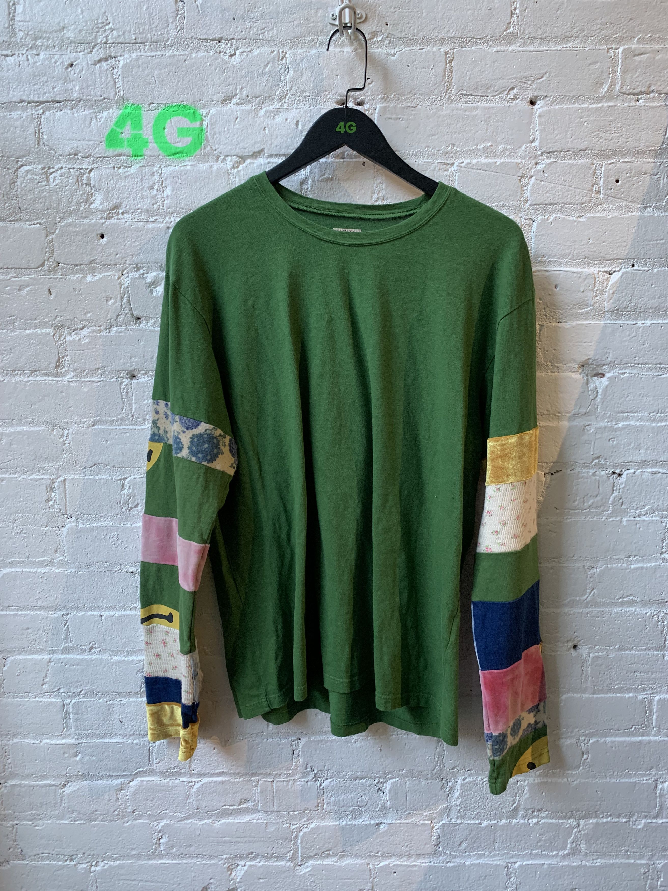 image of Kapital Patchwork Sleeve Staple 4Gseller in Green, Men's (Size XL)