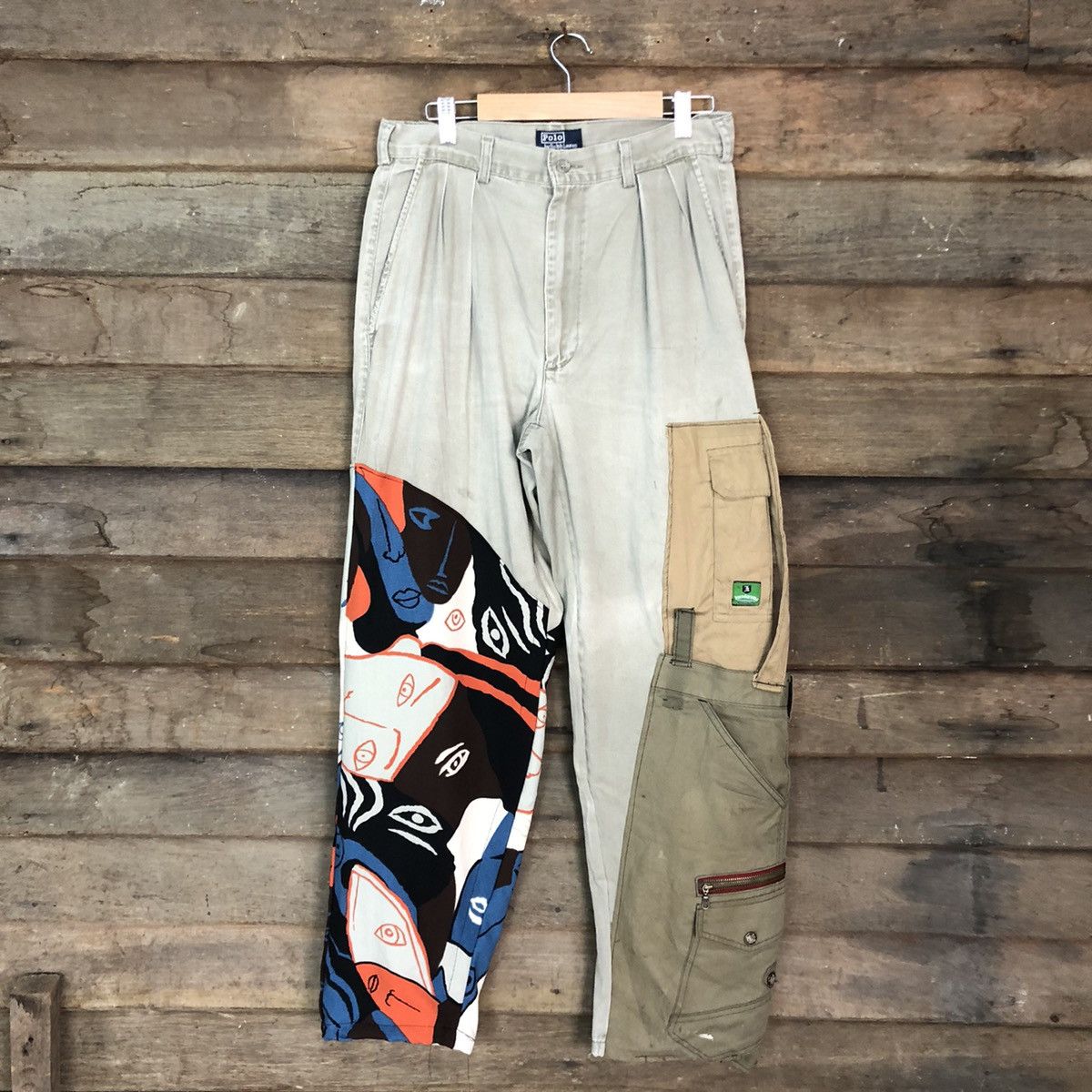 DL Polo Ralph Lauren reworked custom Grey Cargo Pants #c1010