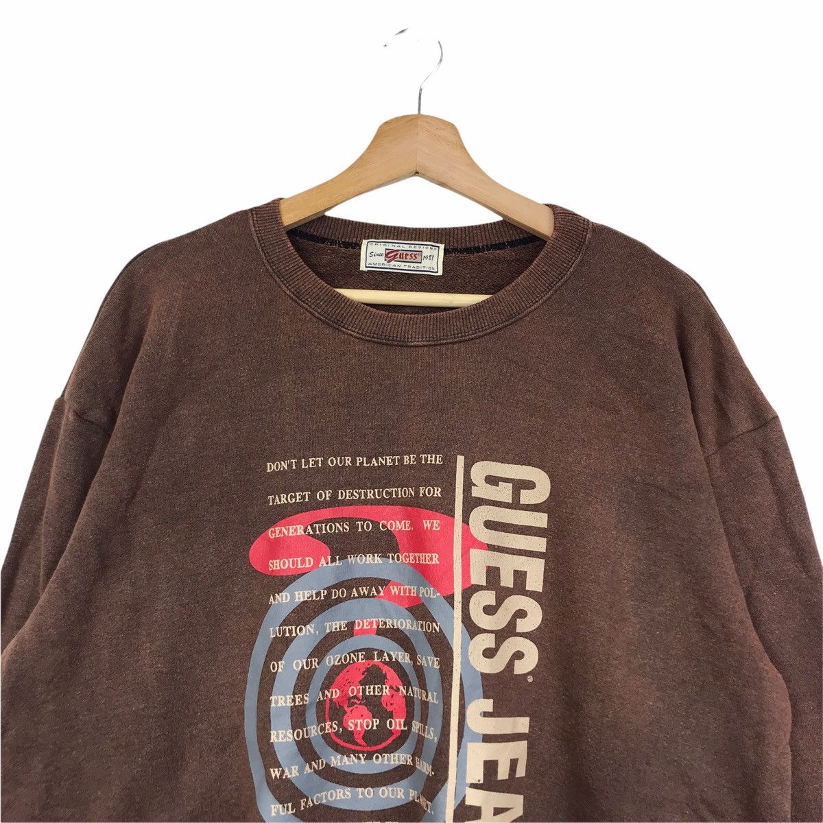 Guess Vintage 90s GUESS JEANS USA Brown Sweatshirt Size US L / EU 52-54 / 3 - 3 Thumbnail