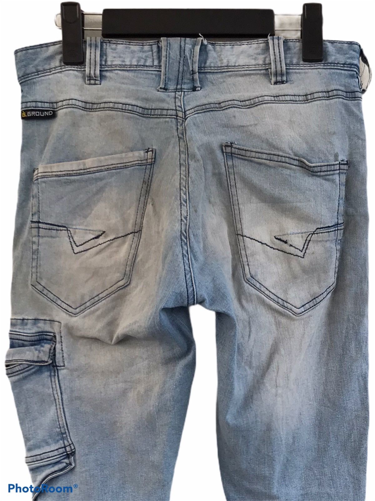 Japanese Brand Distressed G.ground trashed stretchable denim Size US 31 - 14 Thumbnail