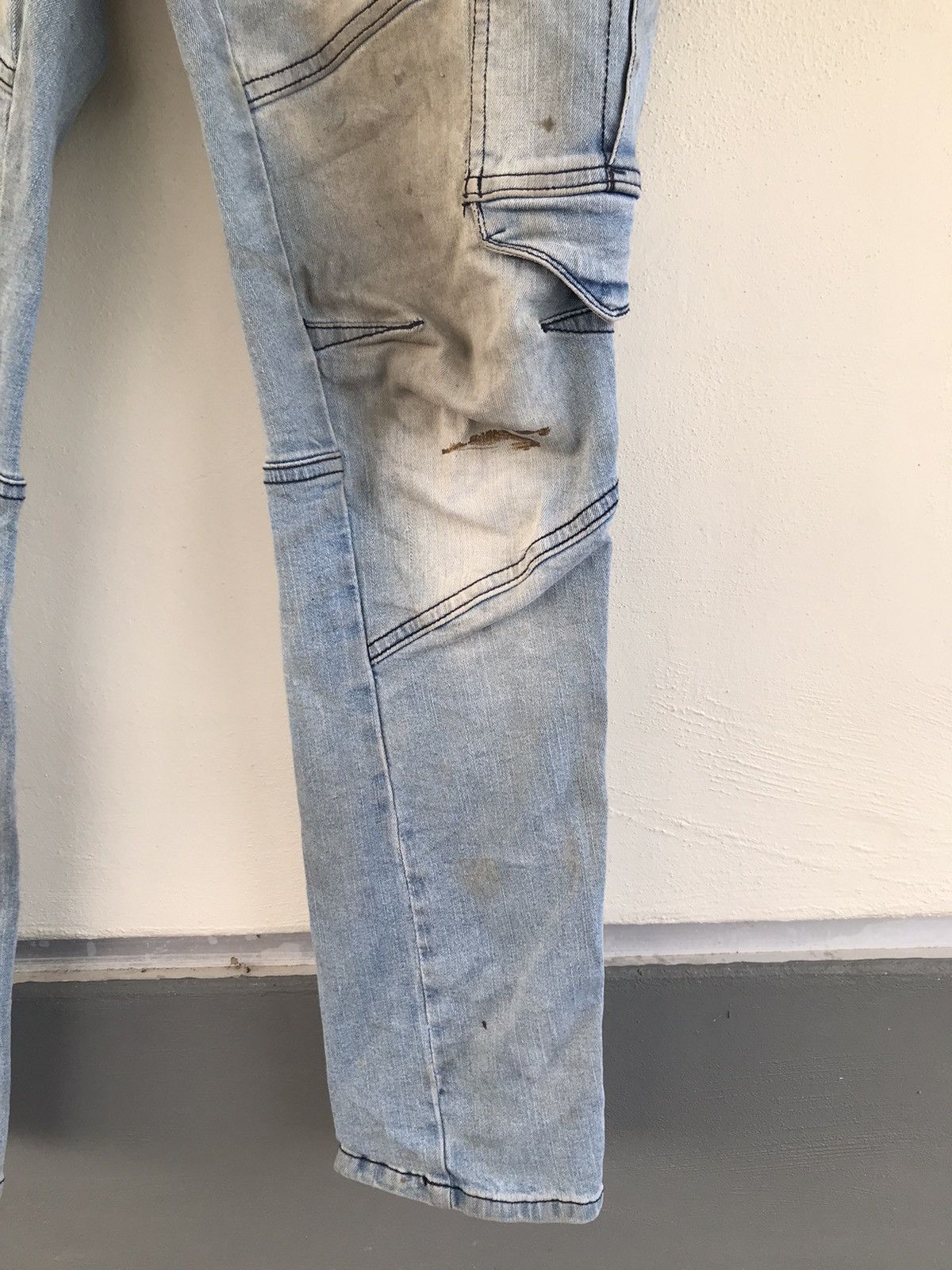 Japanese Brand Distressed G.ground trashed stretchable denim Size US 31 - 9 Thumbnail