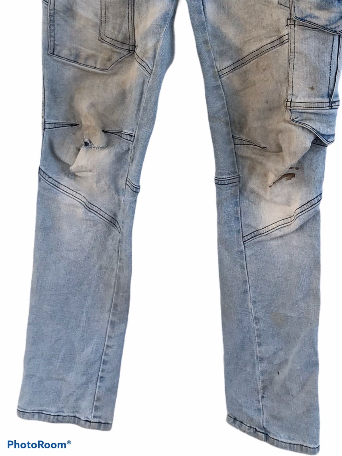 Japanese Brand Distressed G.ground trashed stretchable denim Size US 31 - 3 Thumbnail
